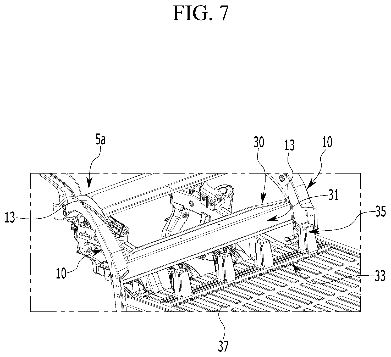 Patent US12312009 Figure 7 – Front vehicle body structure