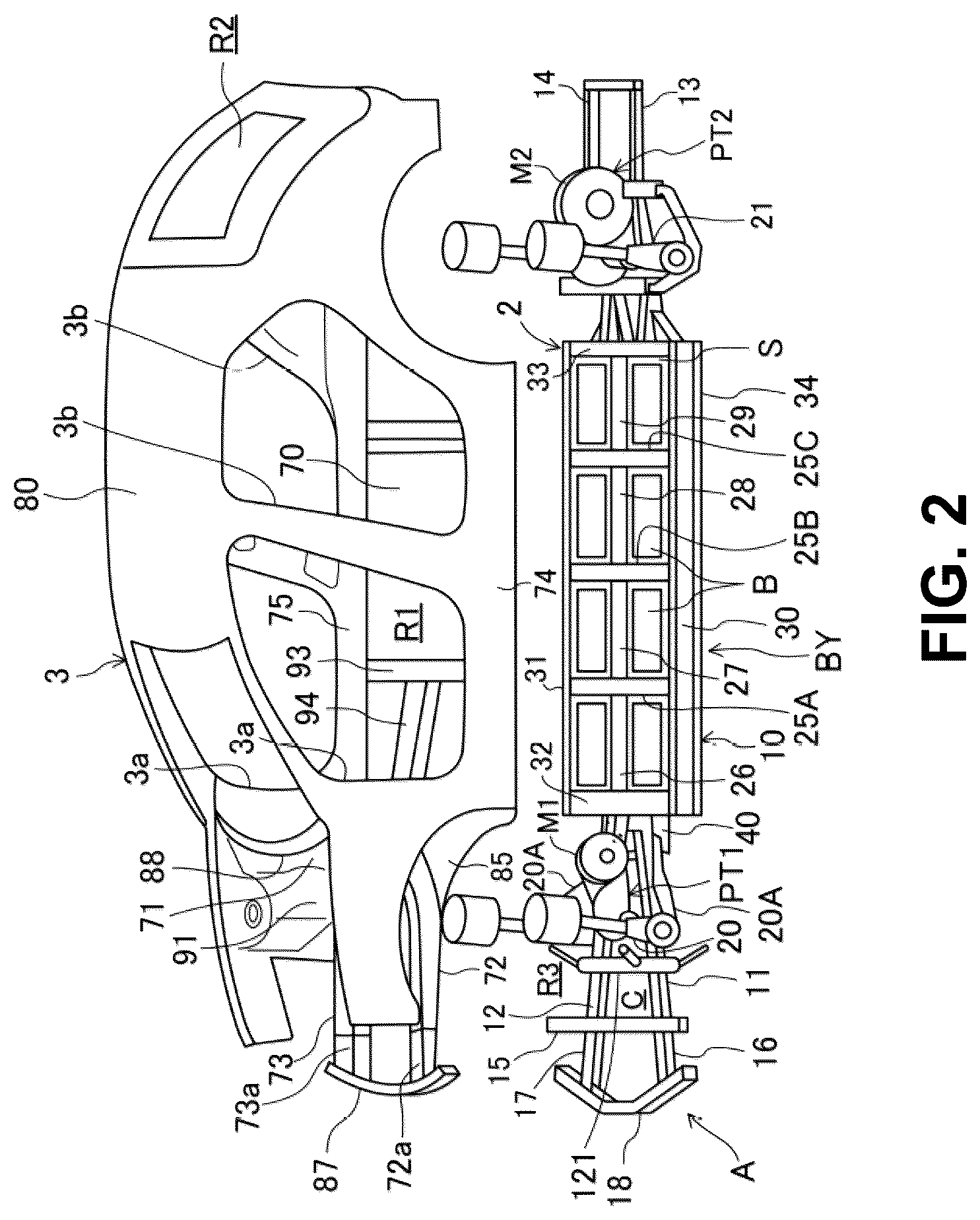 Patent US12312010 Figure 2 – Vehicle-body front structure