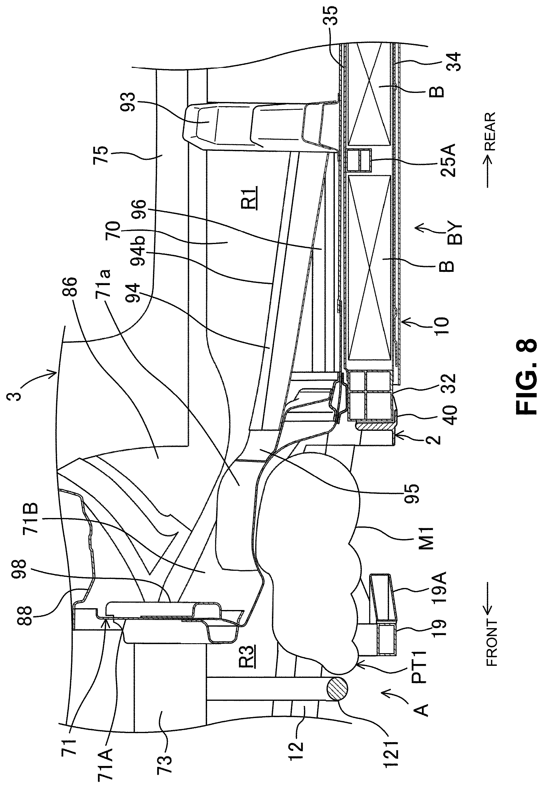 Patent US12312010 Figure 8 – Vehicle-body front structure