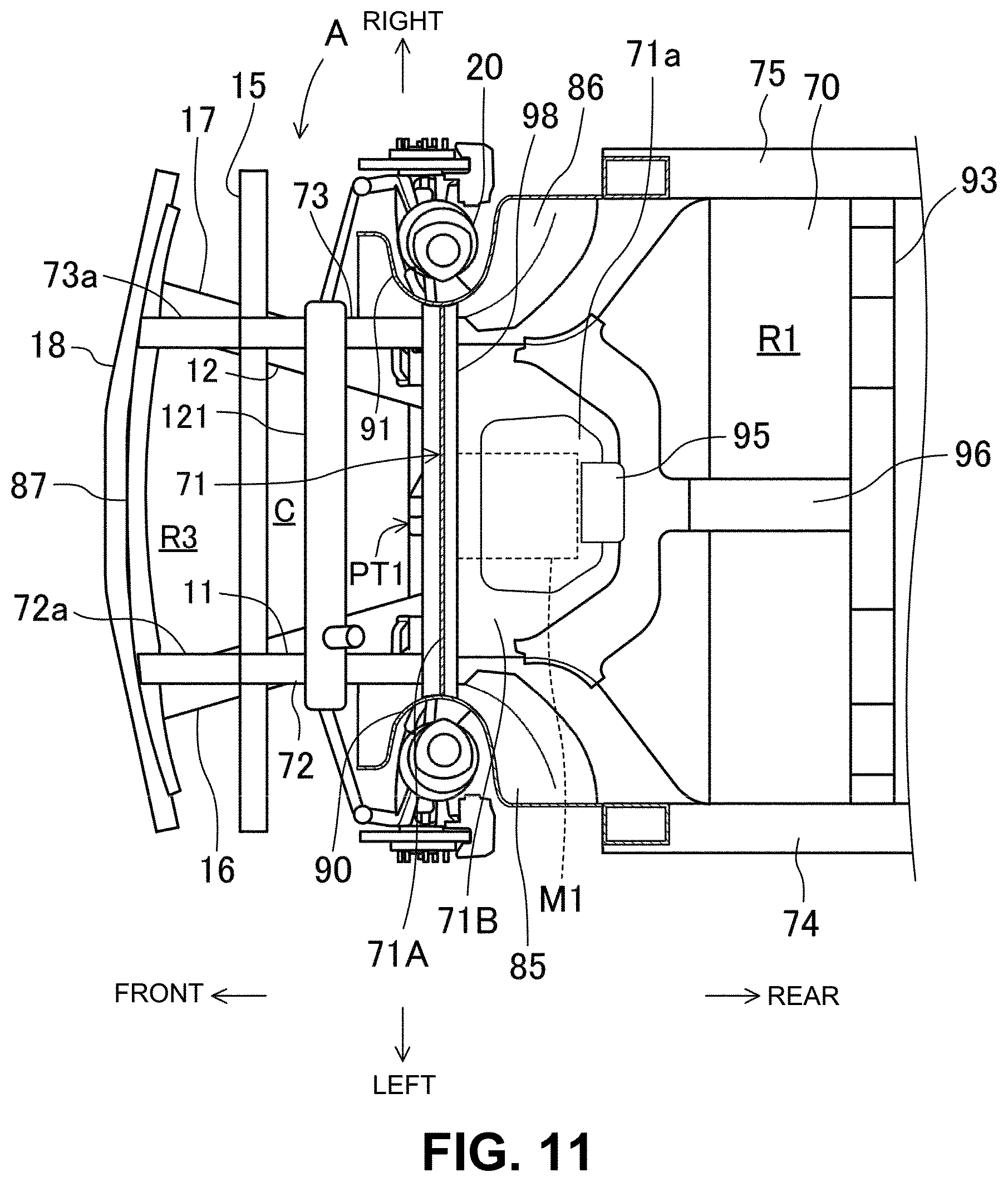 Patent US12312010 Figure 11 – Vehicle-body front structure