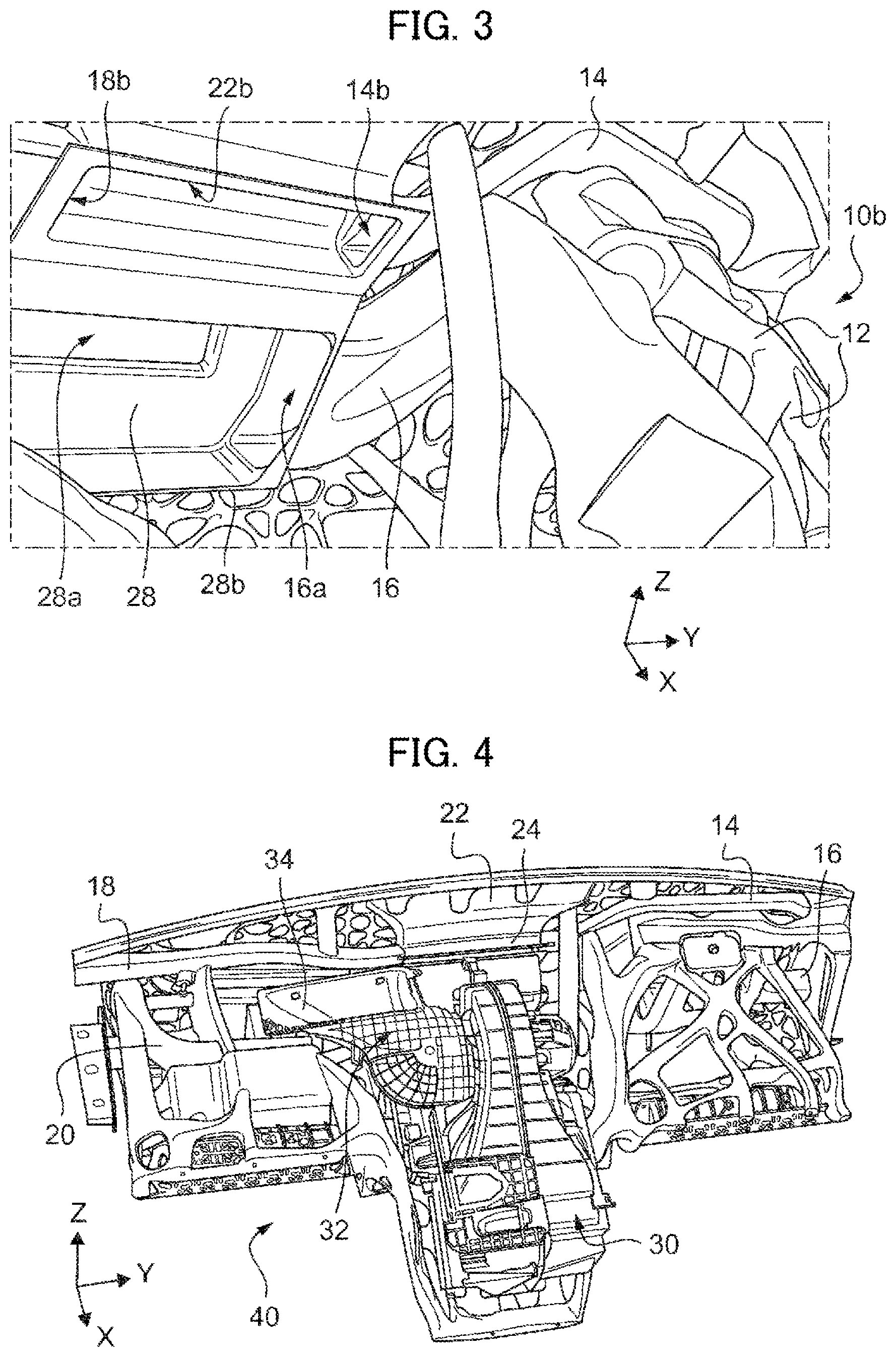 Patent US12312011 Figure 2 – Dashboard body with a lacunary structure and integrated fluid circulation ducts