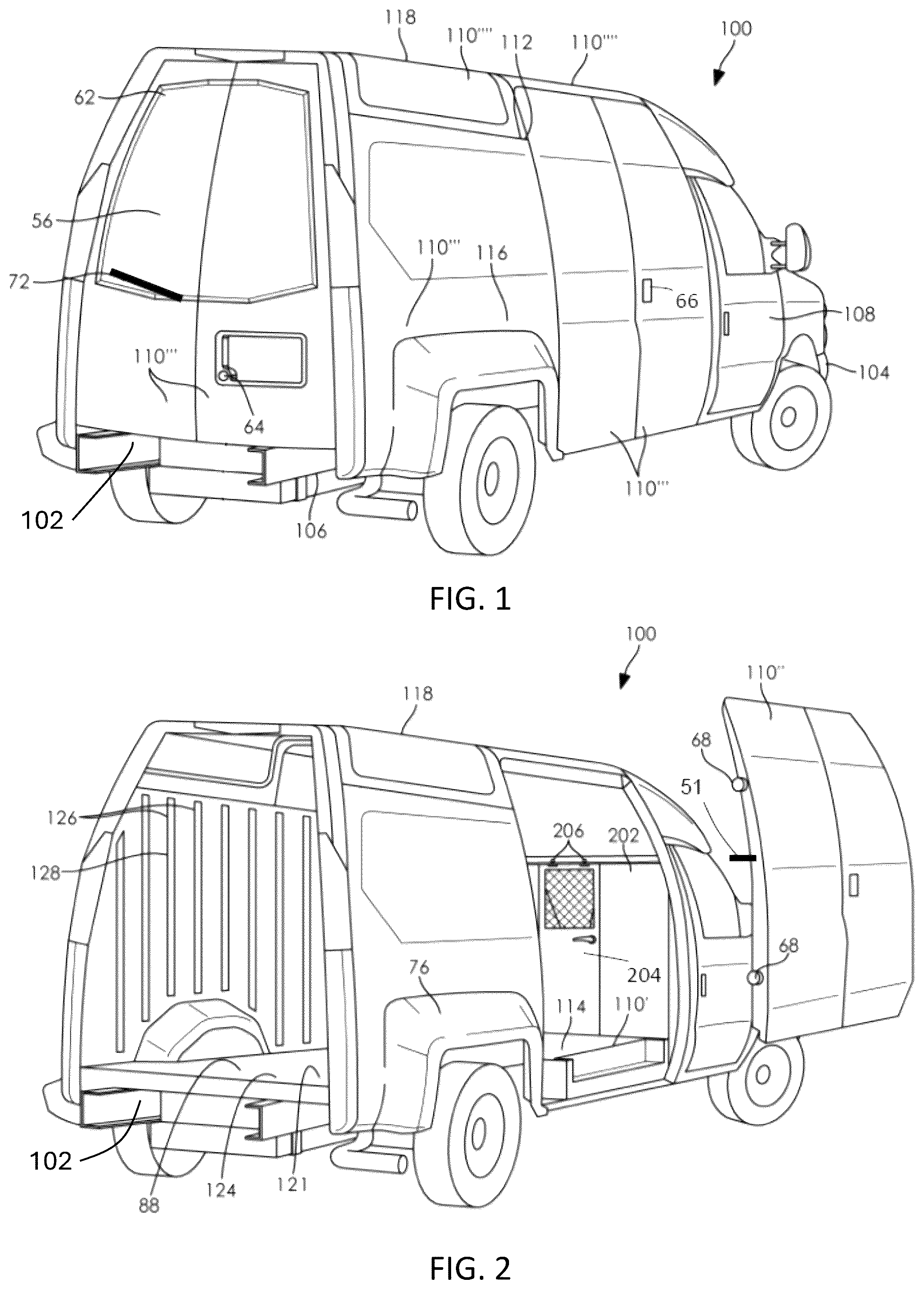 Patent US12312014 Figure 1 – Composite material modular utility vehicle construct