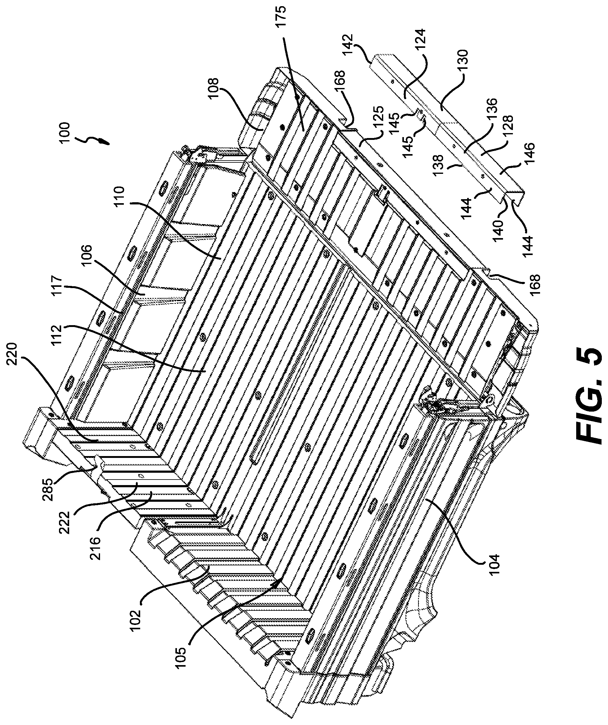 Patent US12312019 Figure 5 – Vehicle having a cargo bed with a pass-through opening