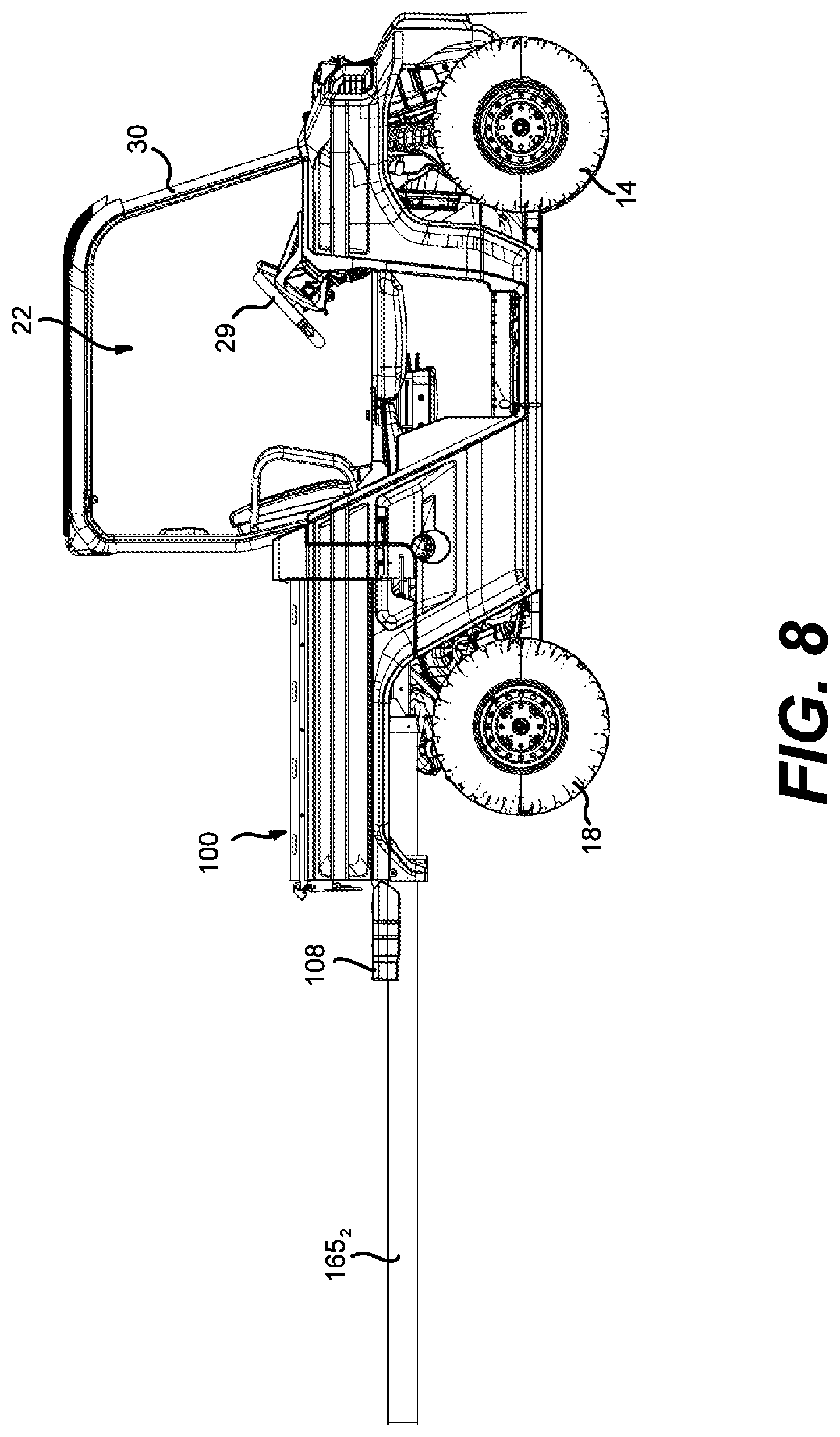 Patent US12312019 Figure 8 – Vehicle having a cargo bed with a pass-through opening