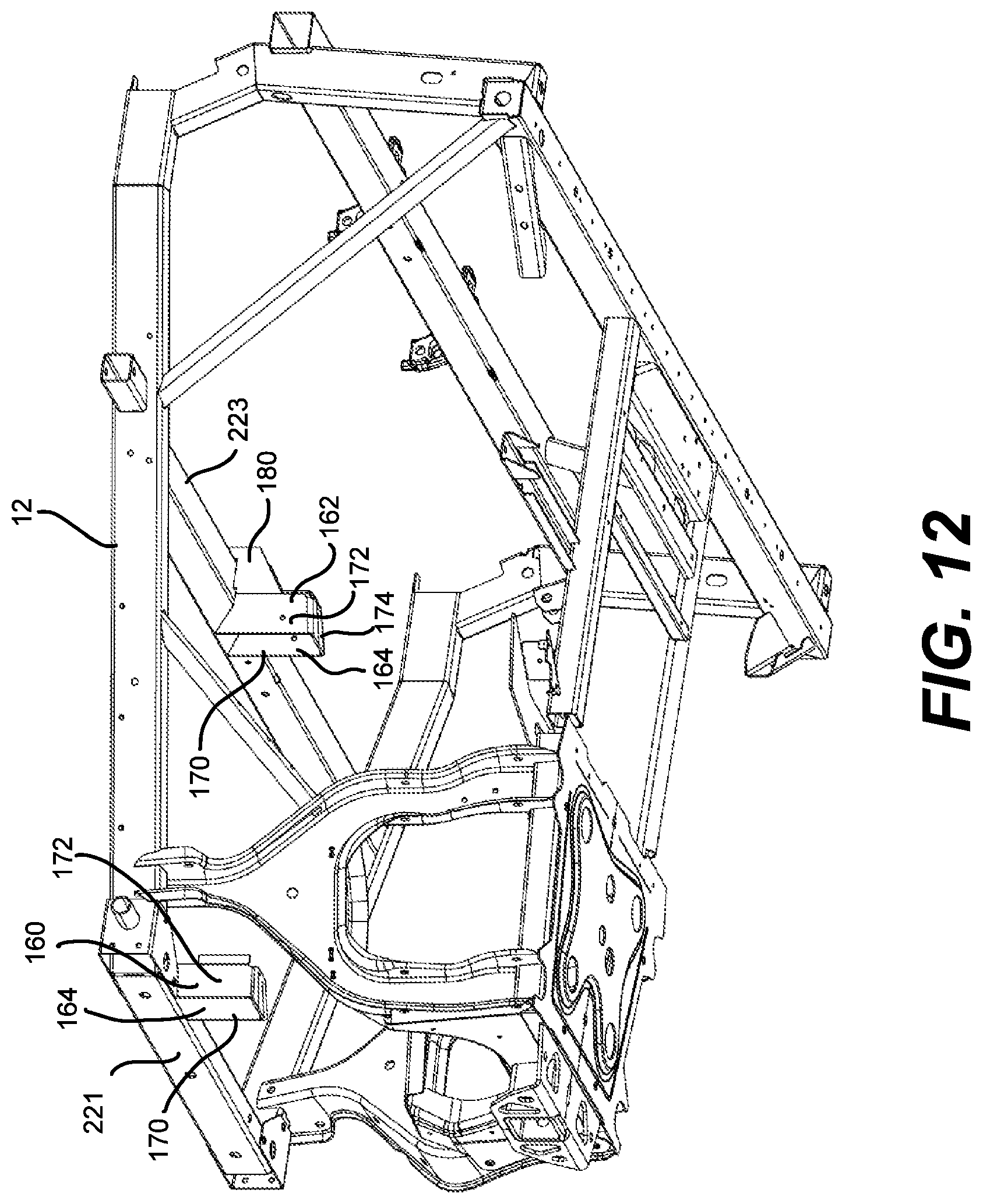 Patent US12312019 Figure 12 – Vehicle having a cargo bed with a pass-through opening