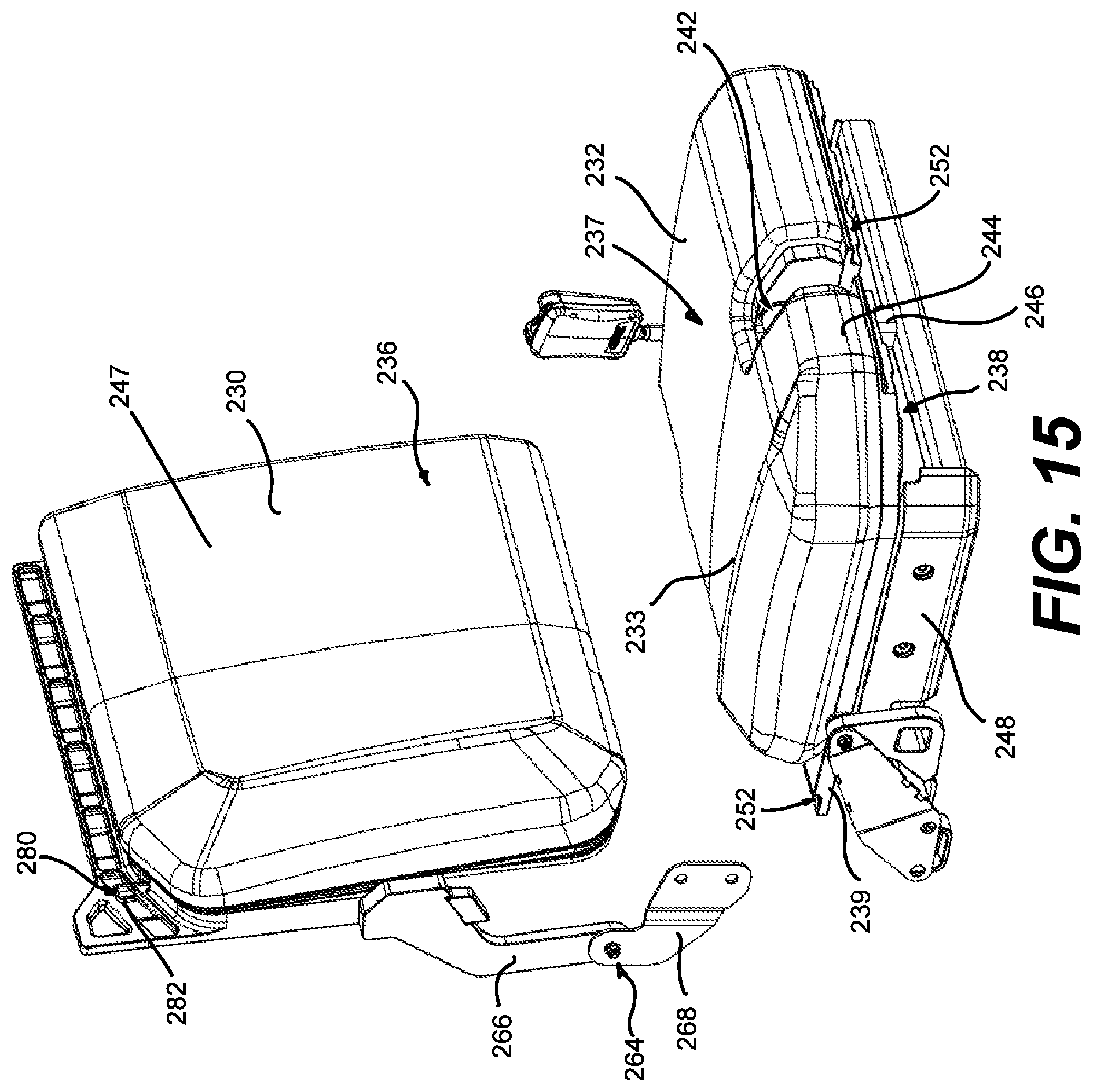 Patent US12312019 Figure 15 – Vehicle having a cargo bed with a pass-through opening