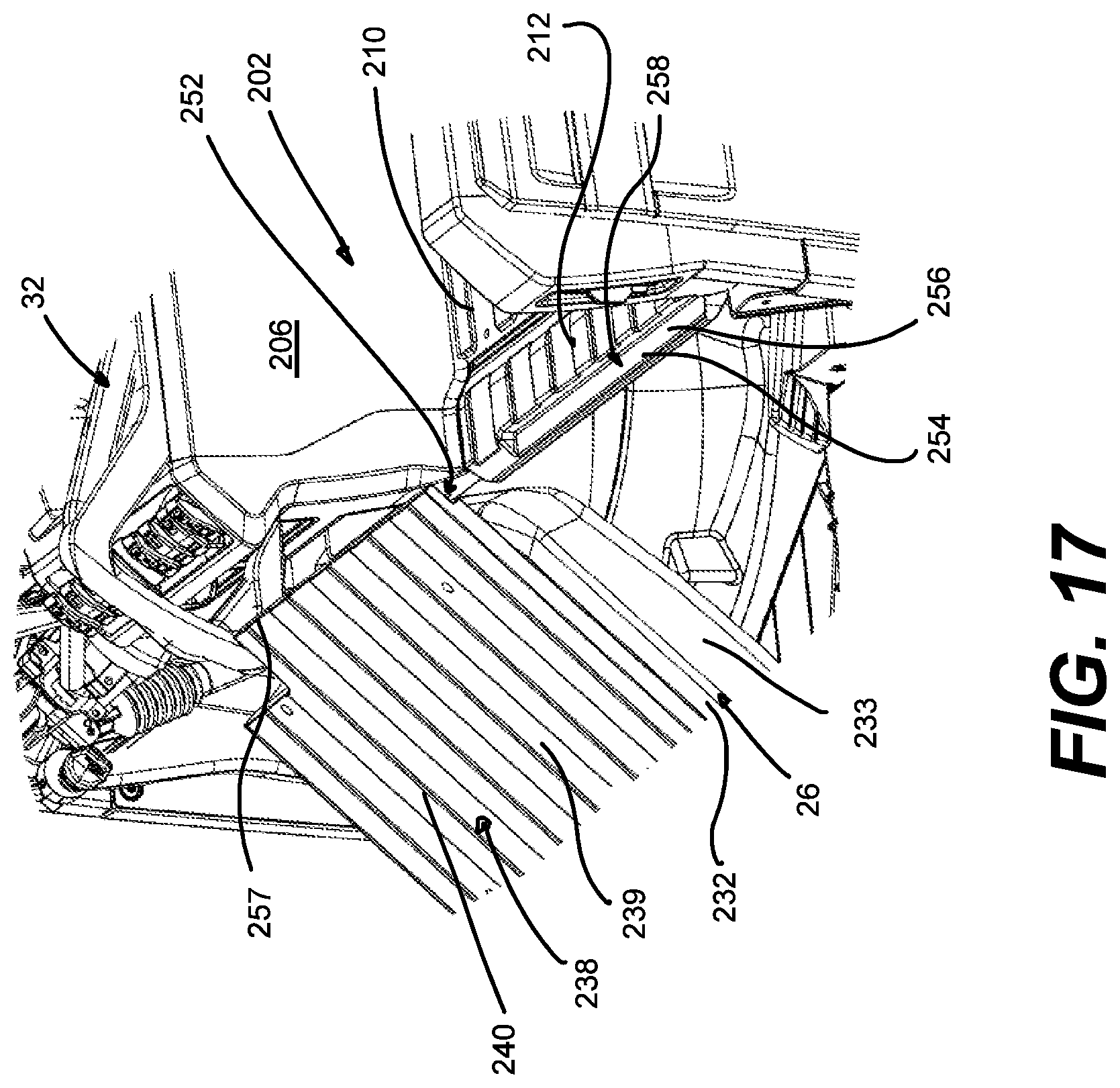 Patent US12312019 Figure 17 – Vehicle having a cargo bed with a pass-through opening