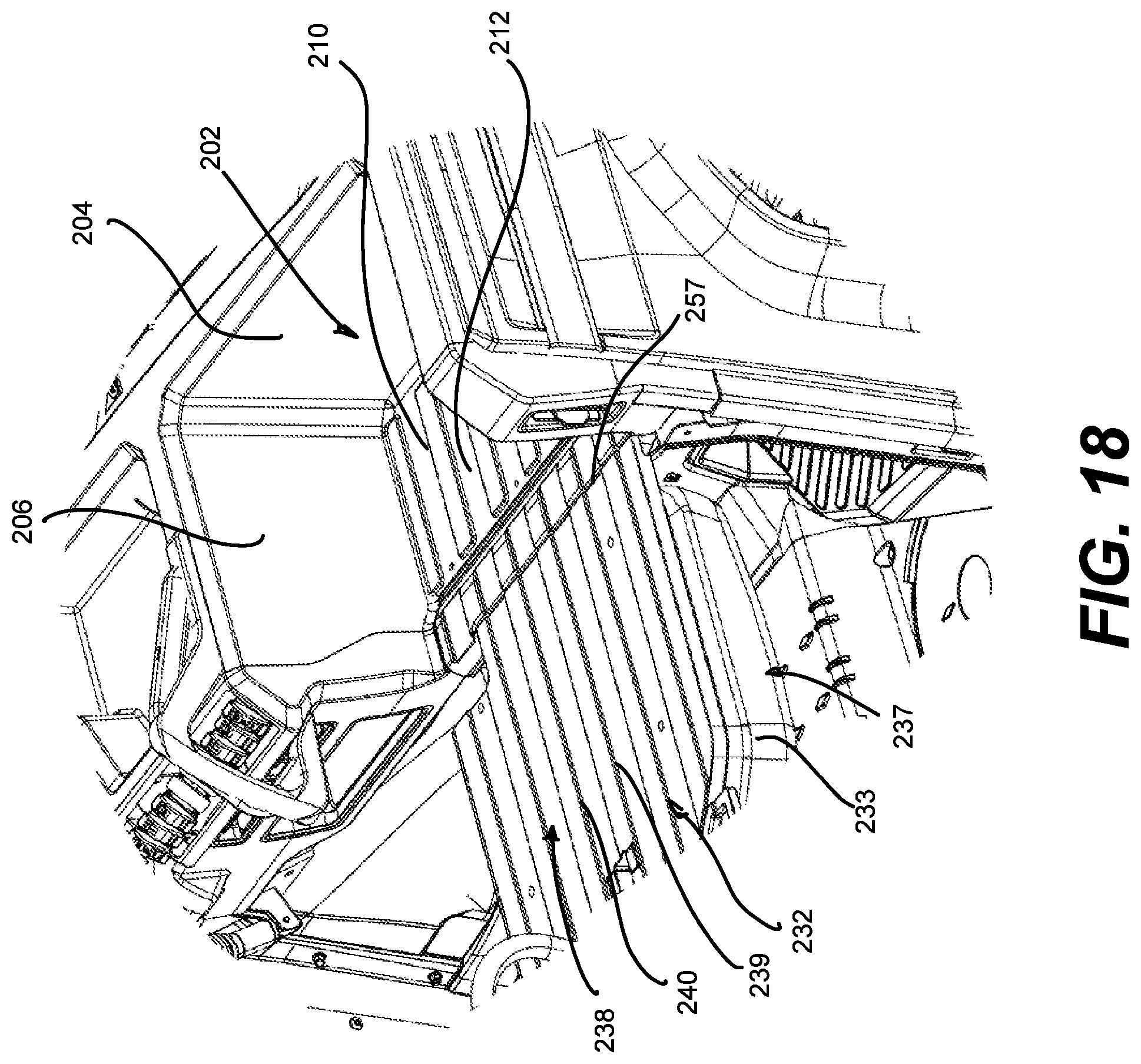 Patent US12312019 Figure 18 – Vehicle having a cargo bed with a pass-through opening