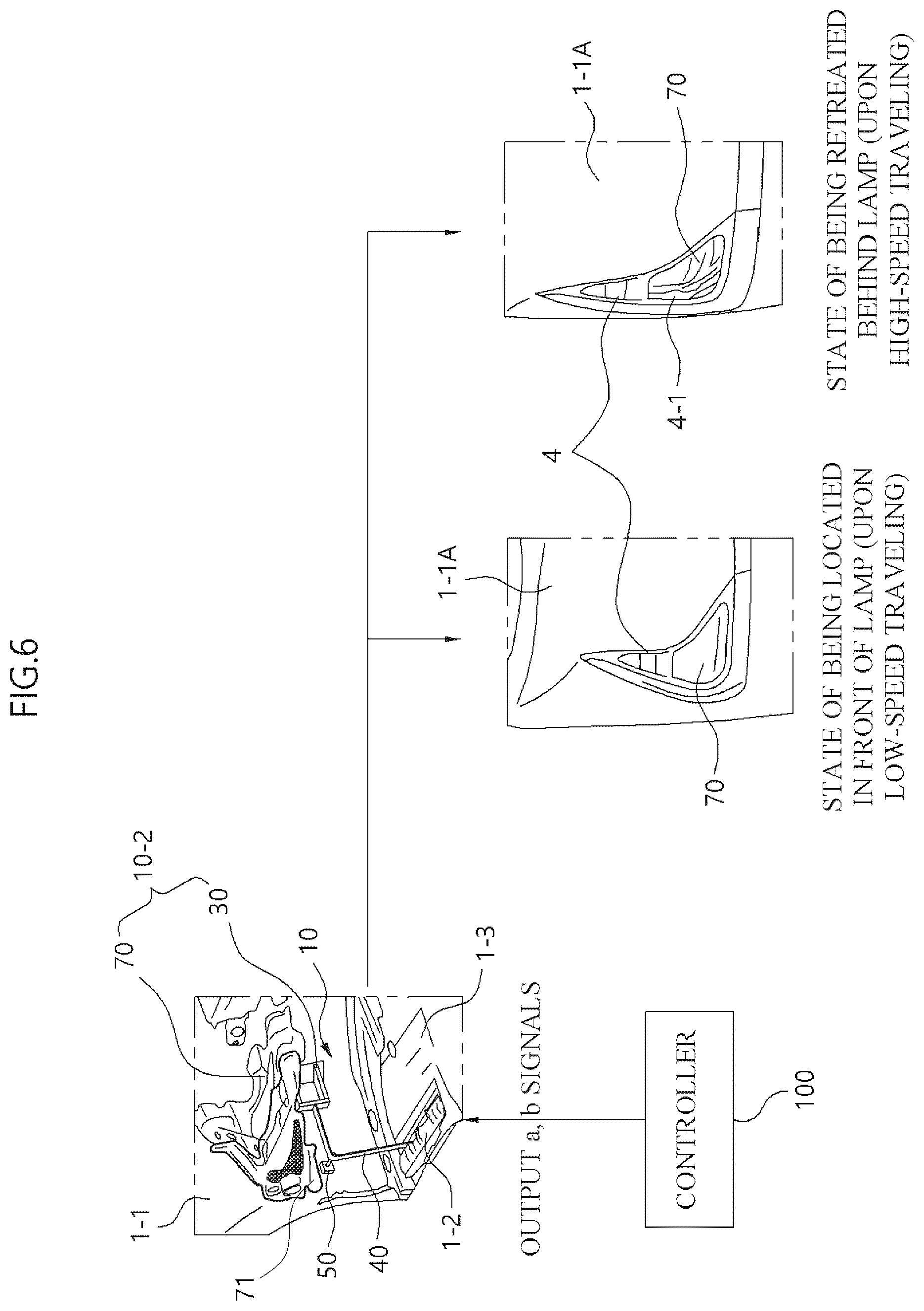 Patent US12312020 Figure 6 – Active hidden air curtain and vehicle having the same