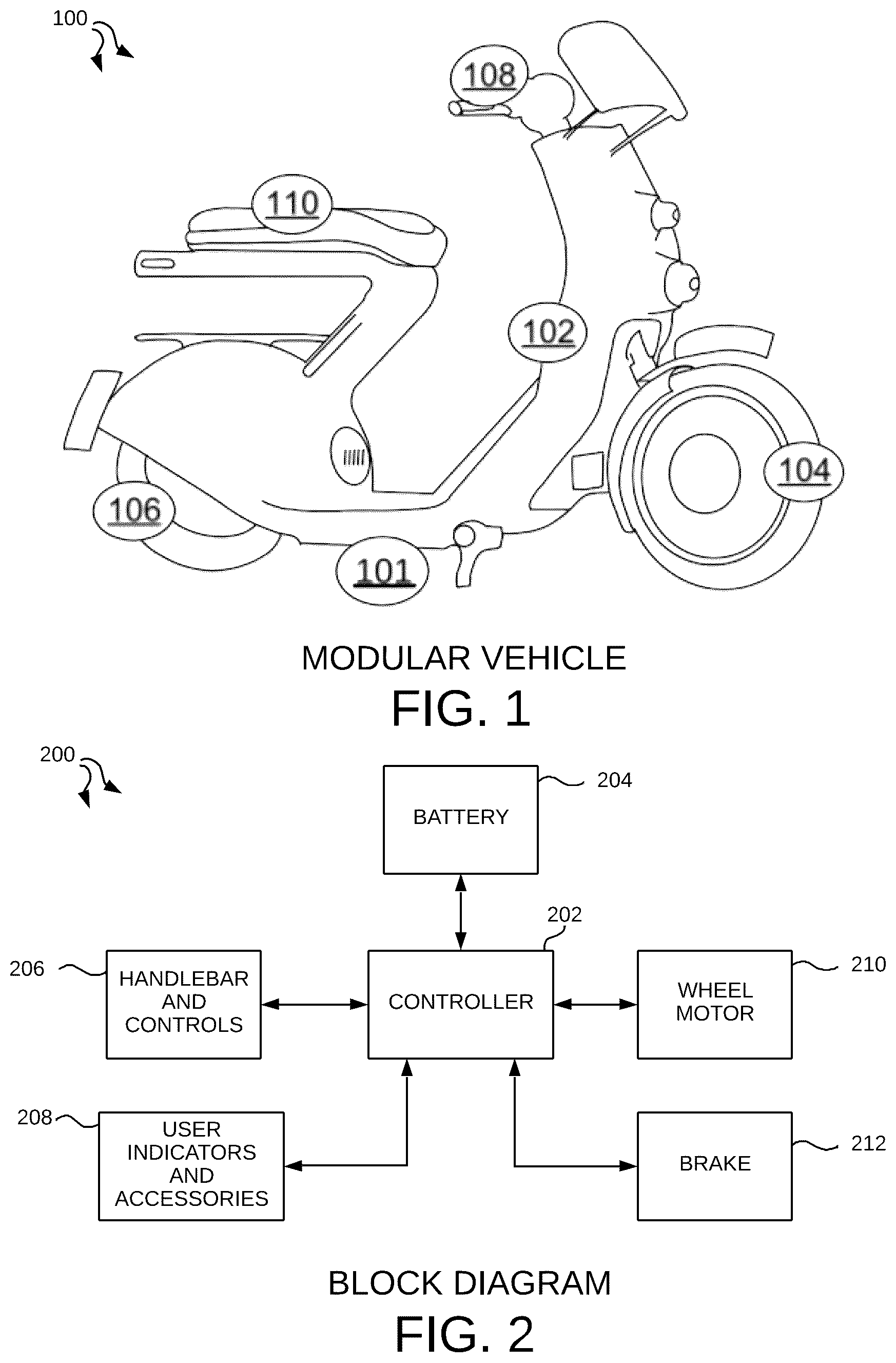Patent US12312029 Figure 1 – Modular vehicle with detachable modules that exchange information and power wirelessly