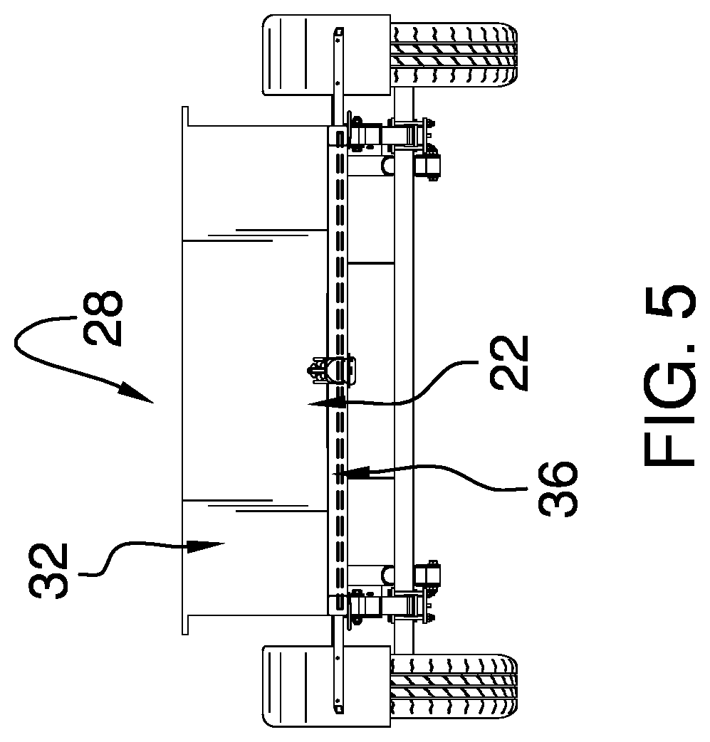 Patent US12312030 Figure 5 – Hauling and spreading trailer assembly