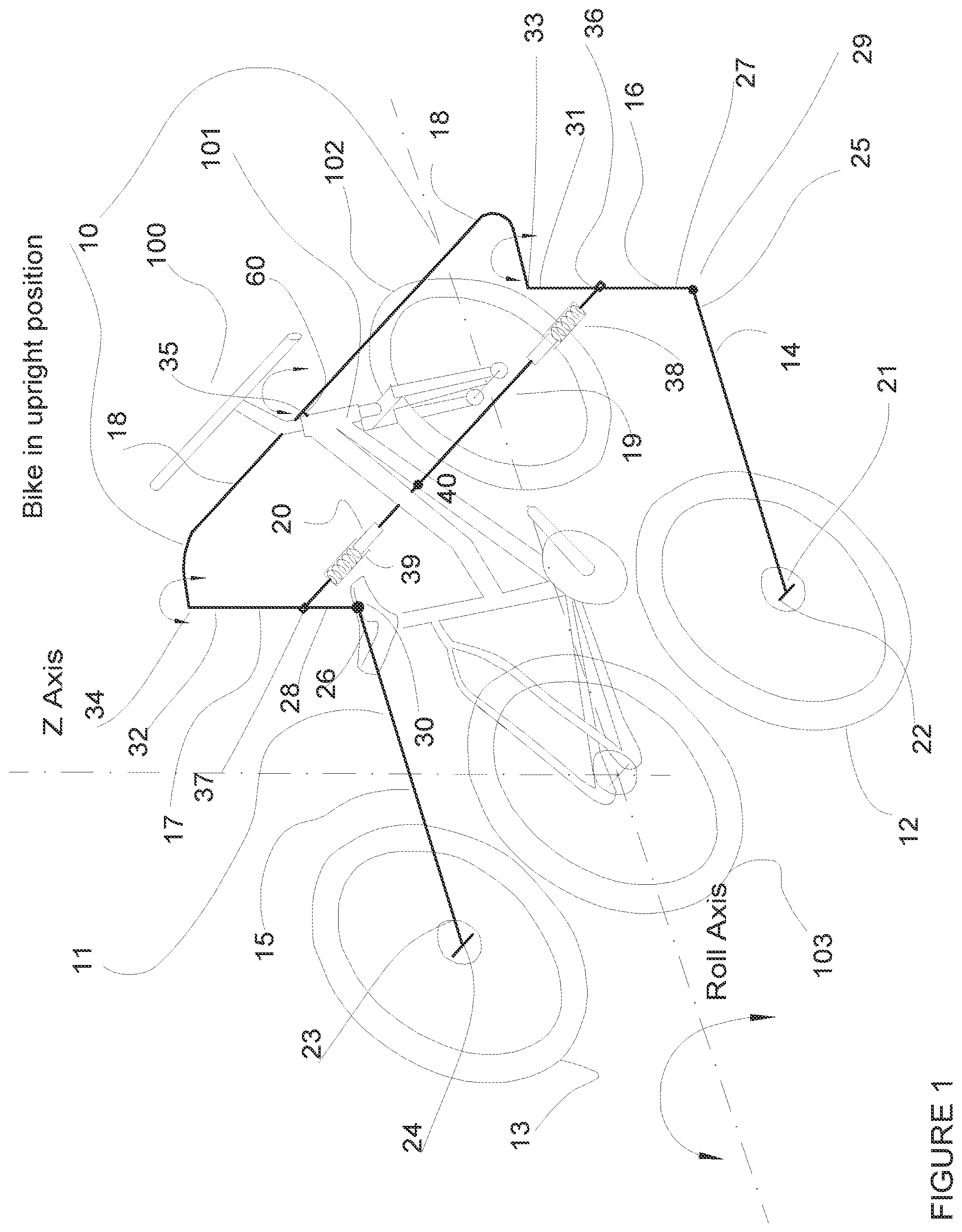 Patent US12312033 Figure 1 – Bicycle stabilization system