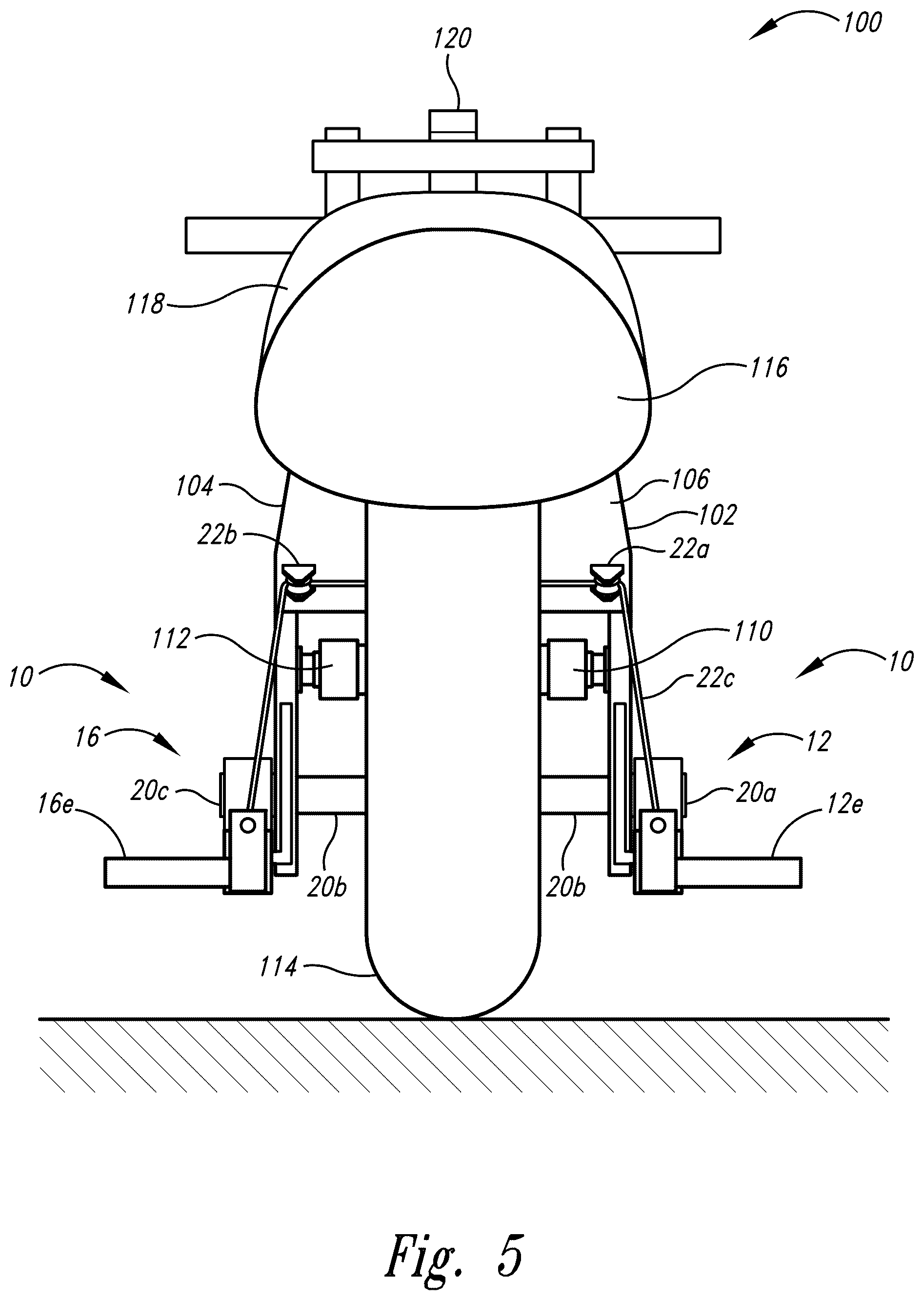 Patent US12312035 Figure 5 – Foot peg elevational system for self-propelled two-wheeled vehicles