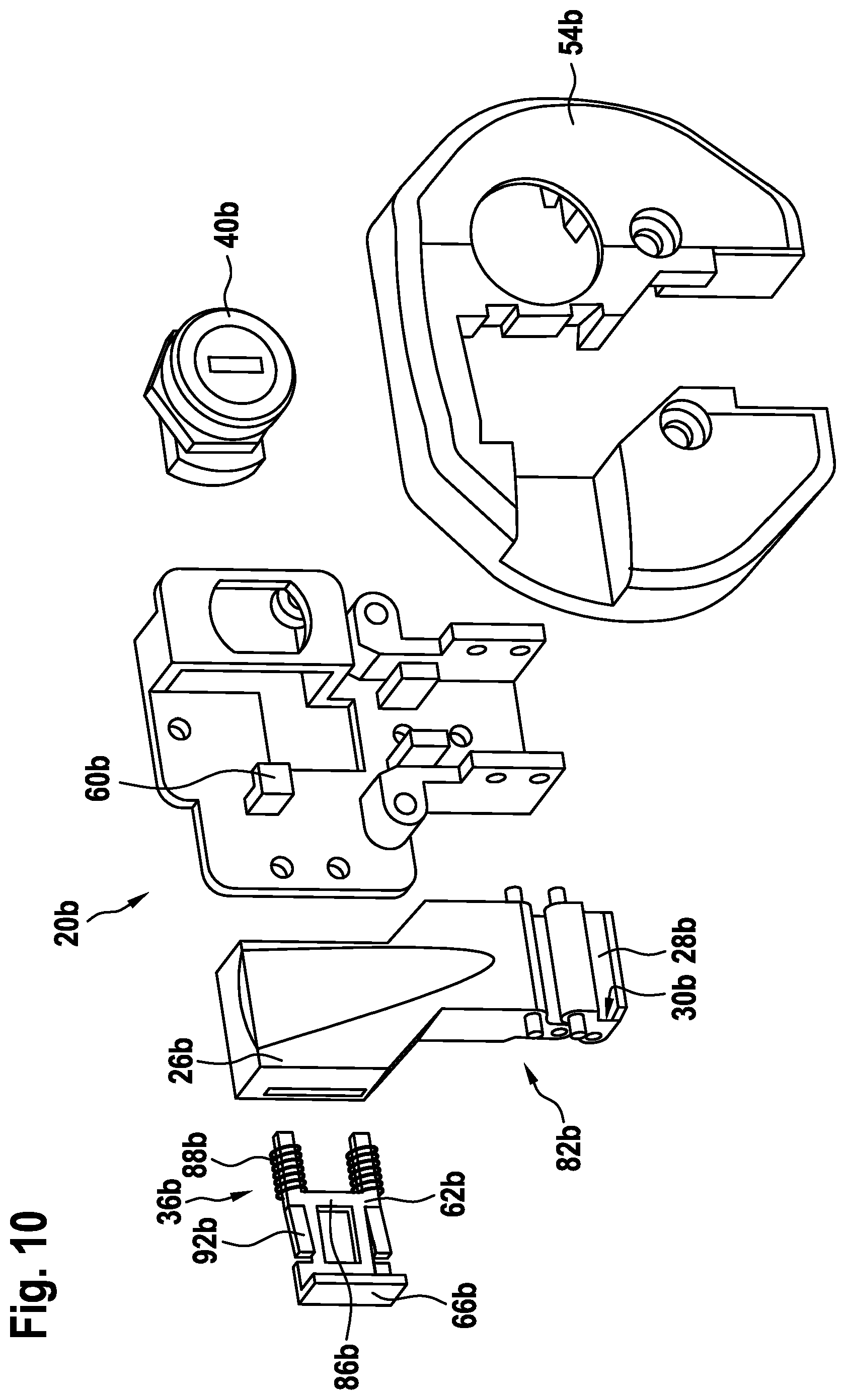 Patent US12312037 Figure 10 – Holding device for releasably holding a bicycle accumulator on a bicycle frame