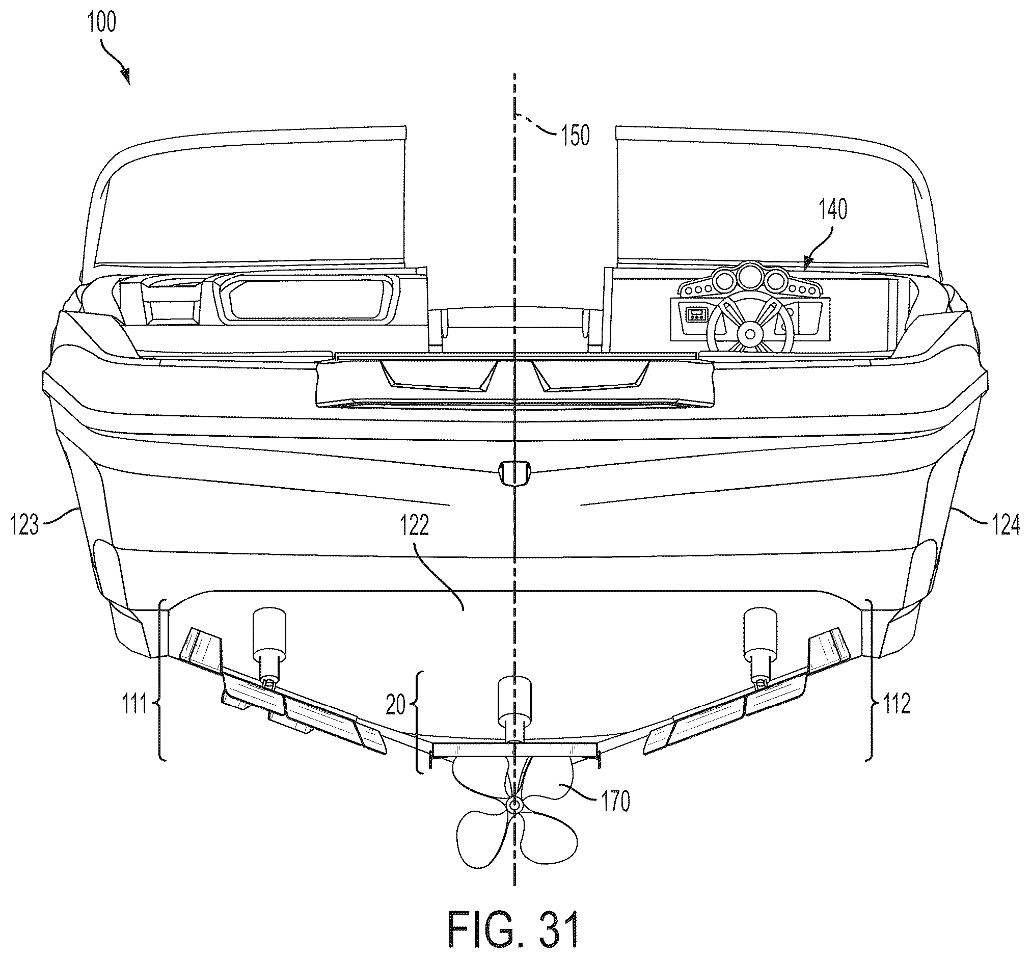 Patent US12312043 Figure 20 – Wake-modifying device for a boat