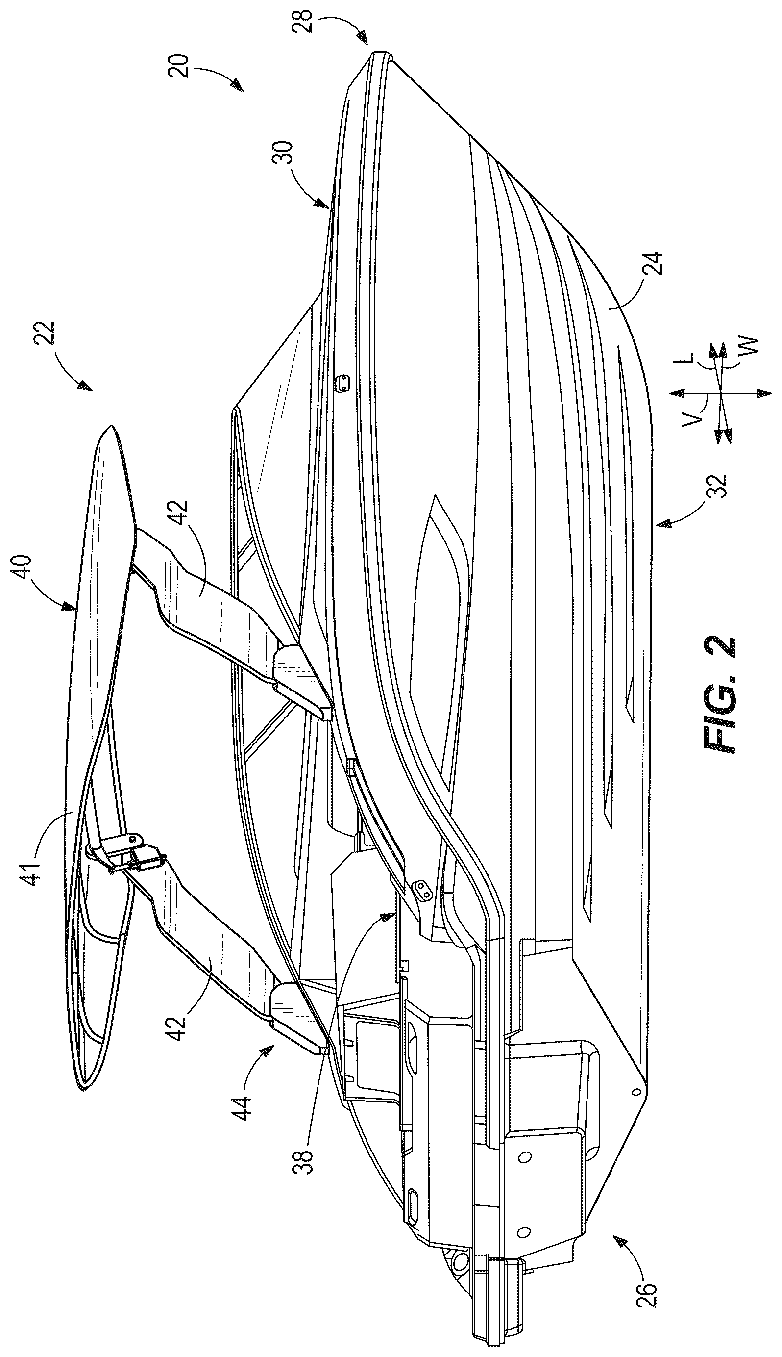 Patent US12312044 Figure 2 – Systems and methods for controlling convertible bimini tops for marine vessels