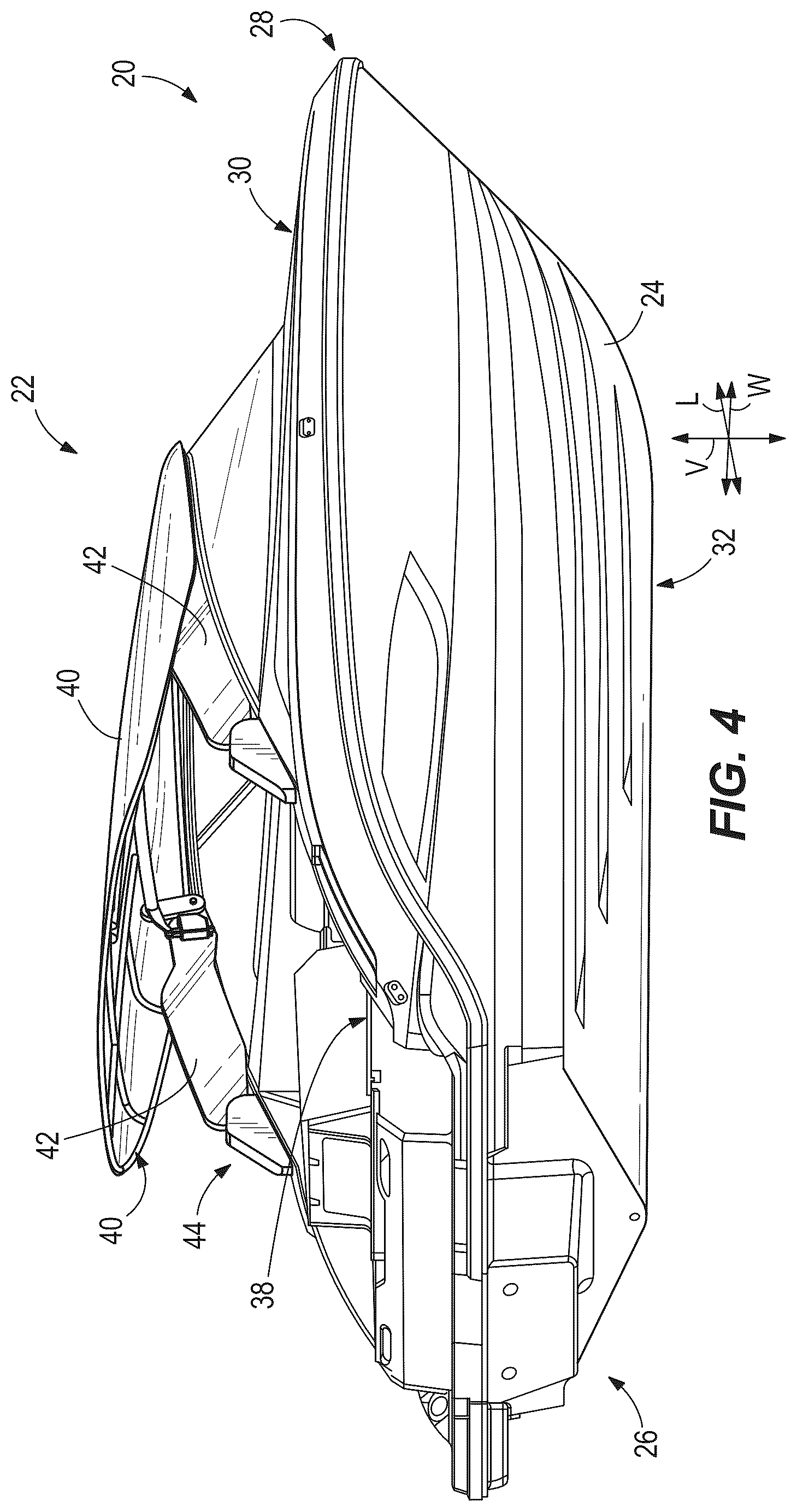 Patent US12312044 Figure 4 – Systems and methods for controlling convertible bimini tops for marine vessels