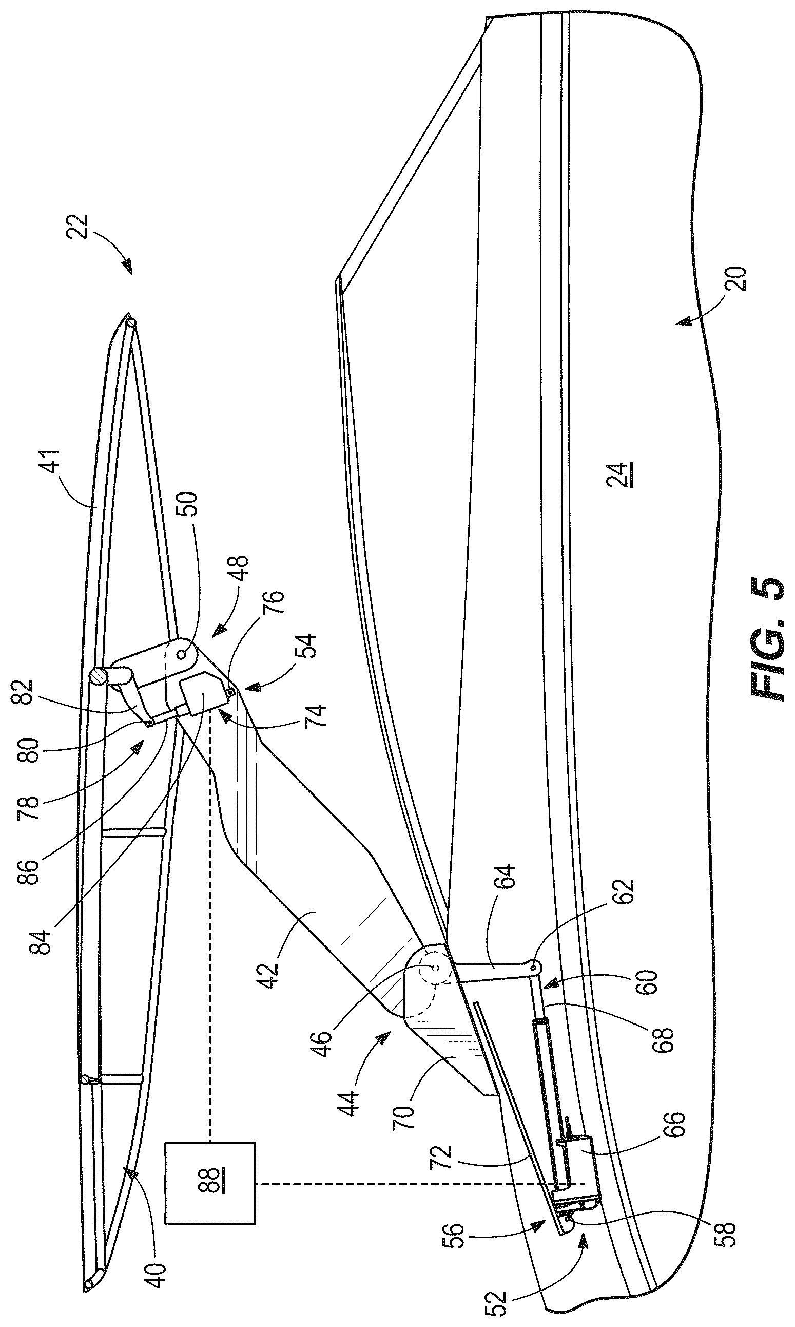 Patent US12312044 Figure 5 – Systems and methods for controlling convertible bimini tops for marine vessels