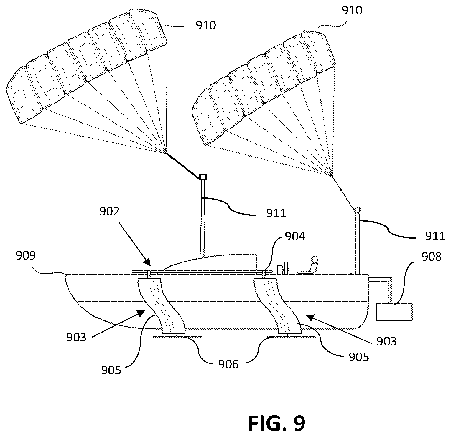 Patent US12312051 Figure 12 – Boat stabilizer with controllable parasail