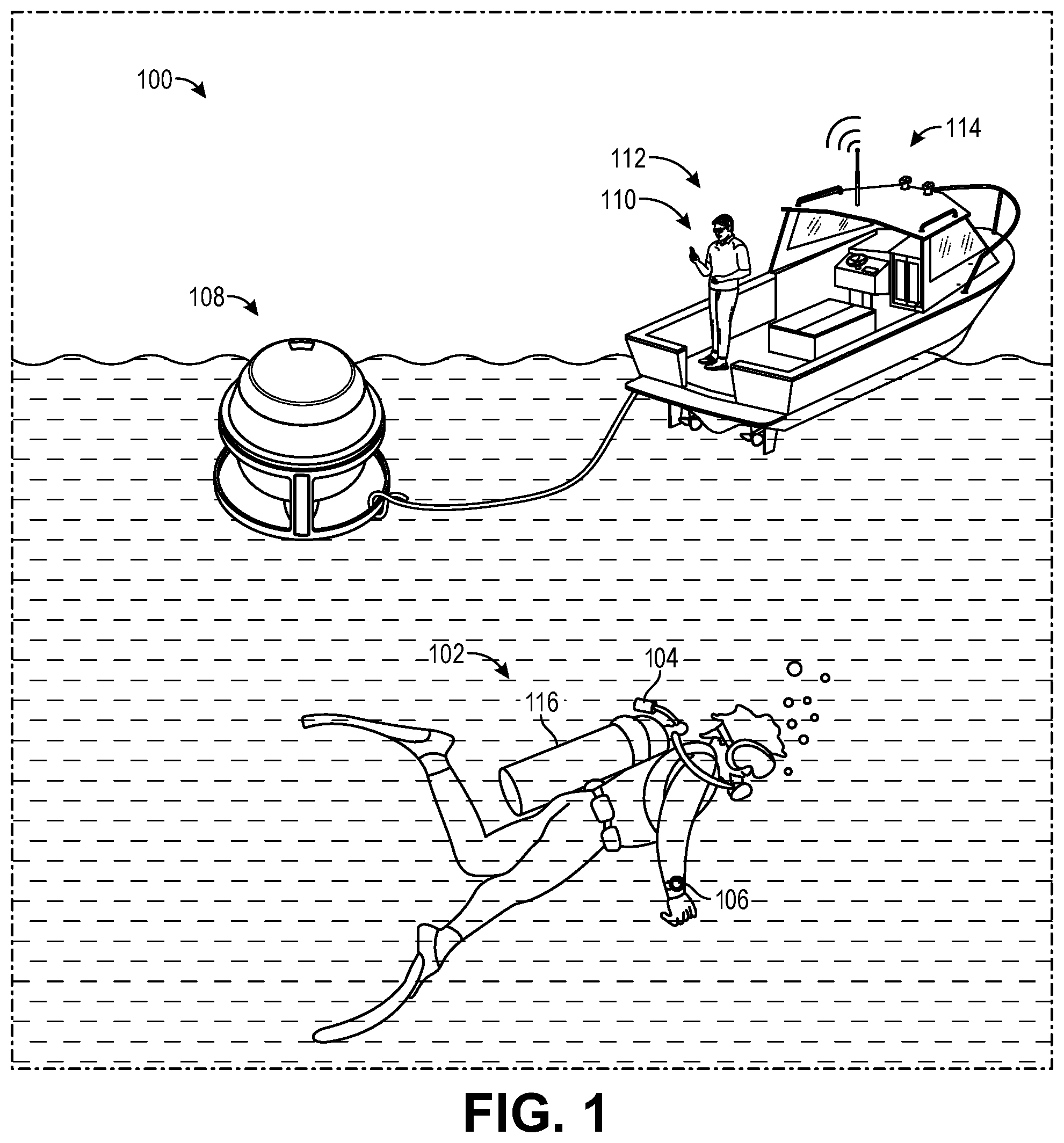 Patent US12312053 Figure 1 – Topside buoy system