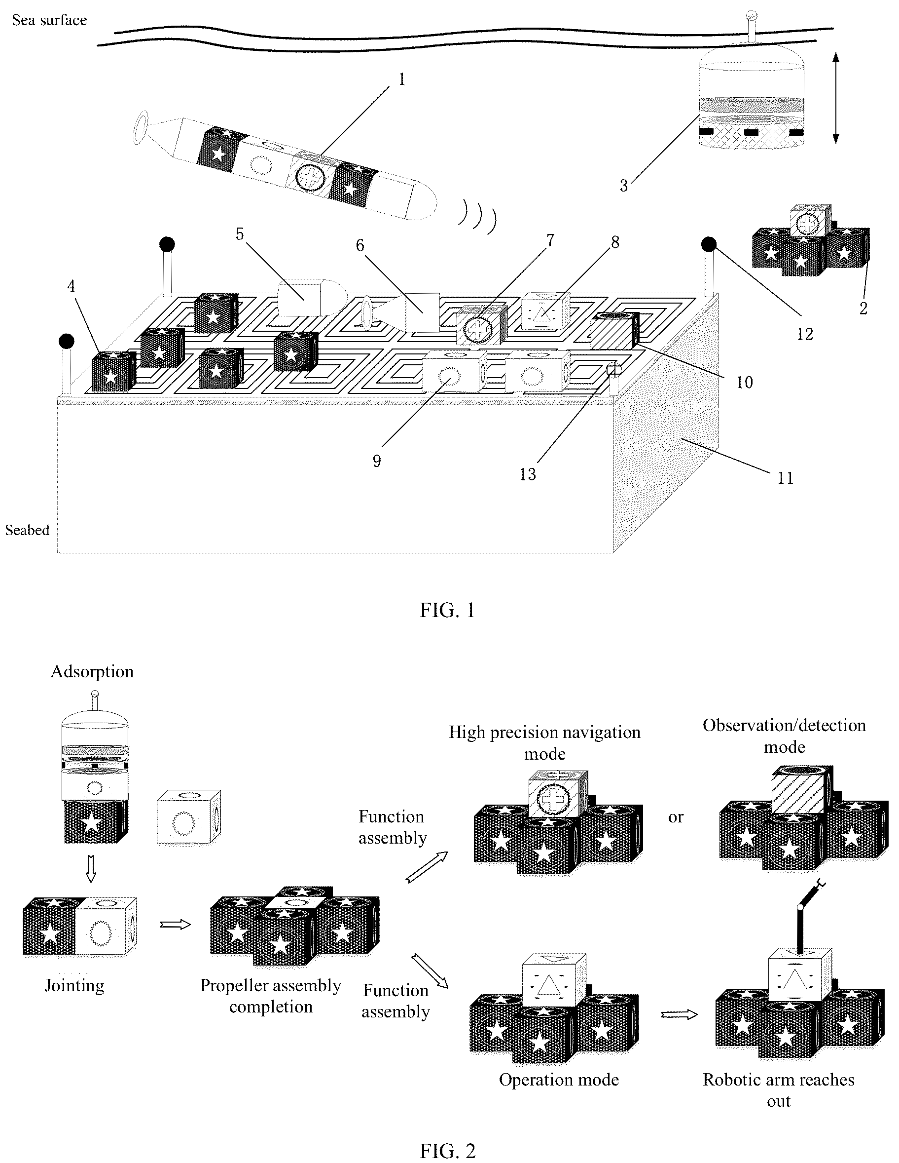 Patent US12312055 Figure 1 – Multi-modal robot system capable of realizing autonomous submarine docking and reconstruction