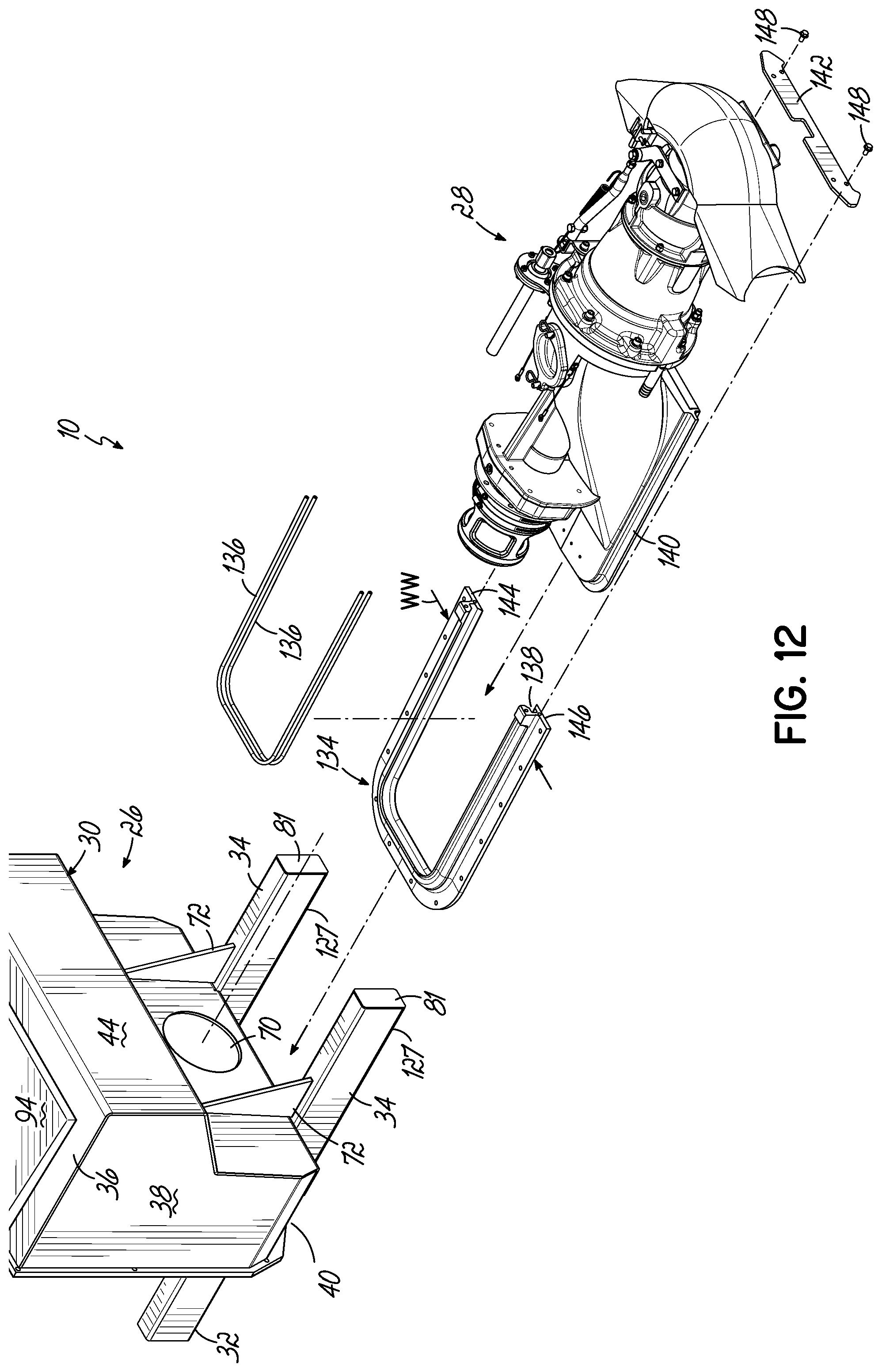 Patent US12312056 Figure 13 – Jet pump assembly and method of securing jet pump assembly to pontoon boat