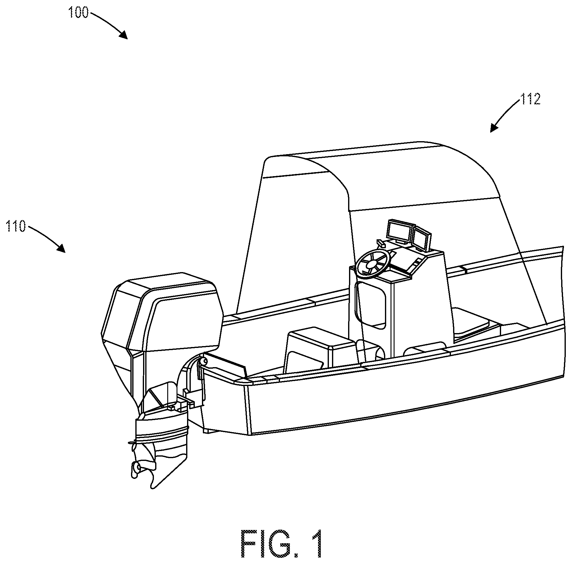 Patent US12312057 Figure 1 – Integrated electric outboard motor assembly