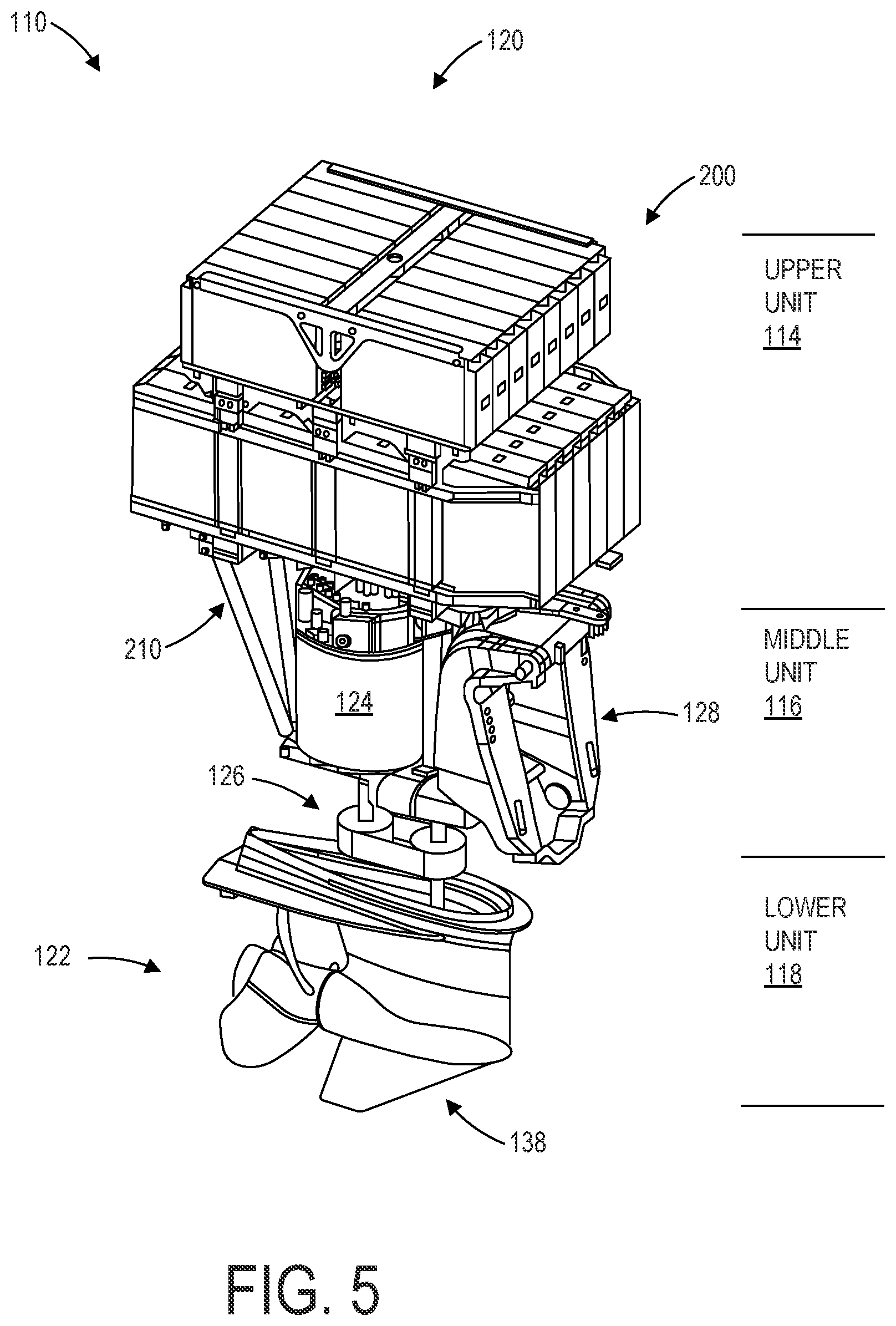 Patent US12312057 Figure 5 – Integrated electric outboard motor assembly
