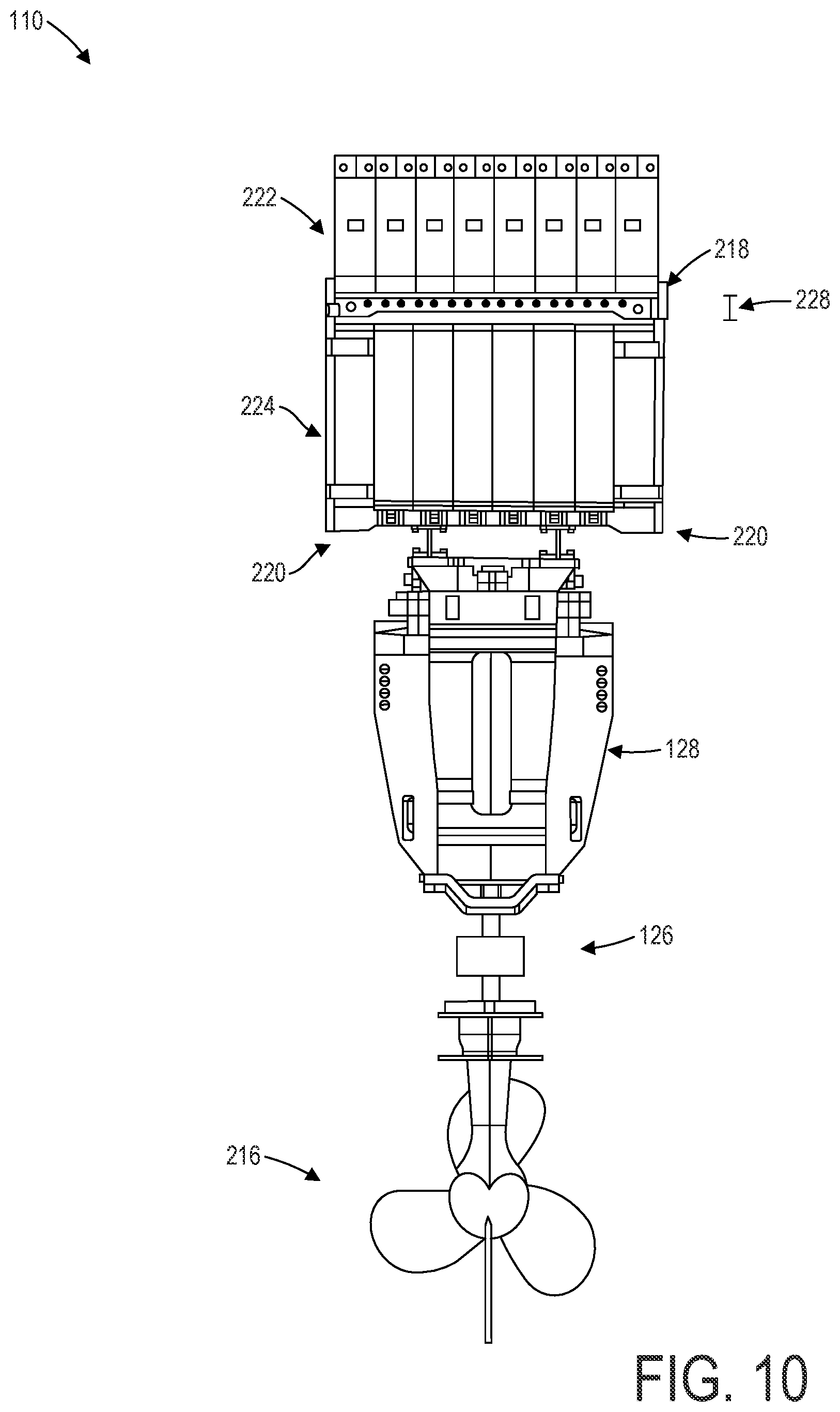 Patent US12312057 Figure 10 – Integrated electric outboard motor assembly