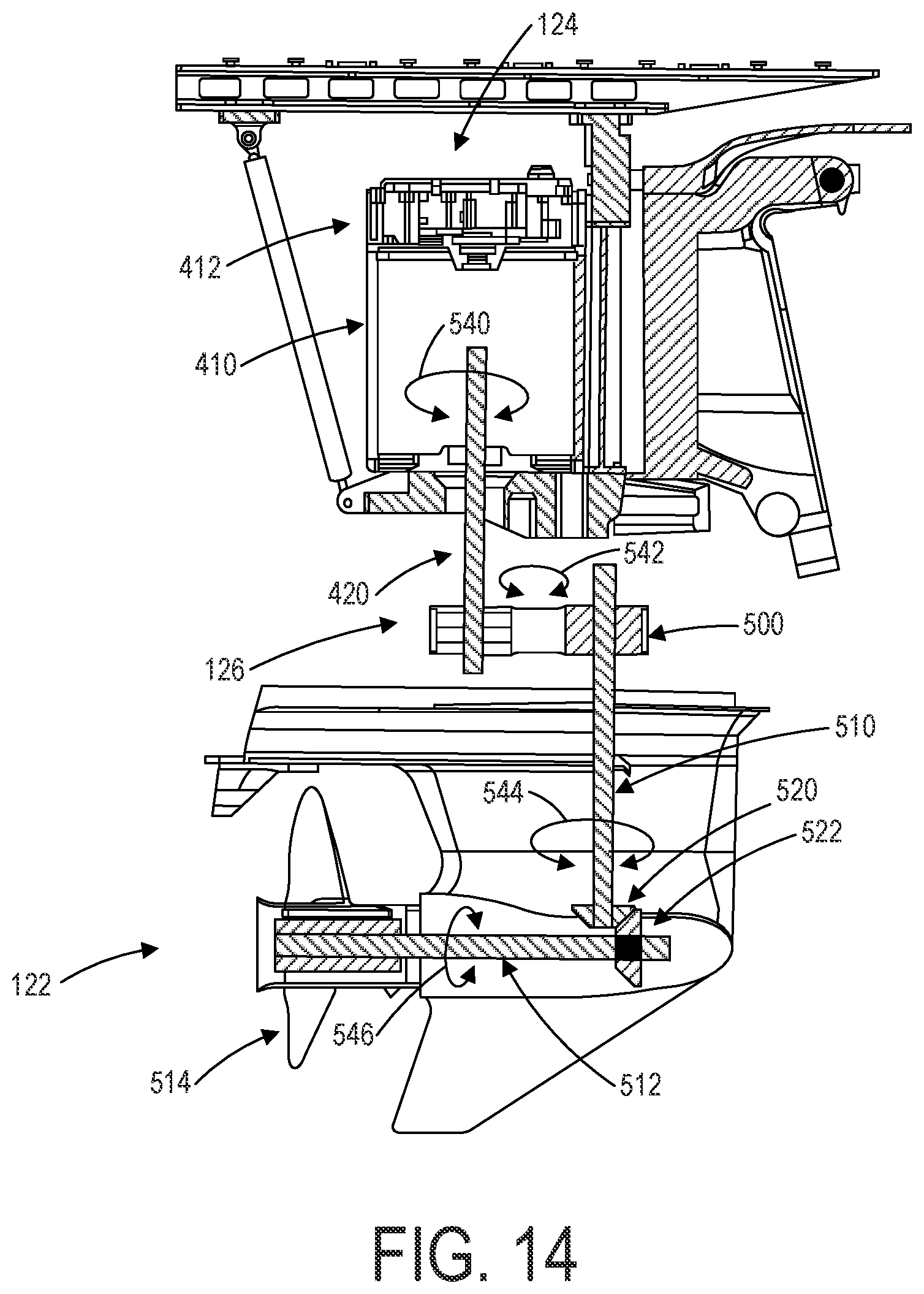 Patent US12312057 Figure 14 – Integrated electric outboard motor assembly