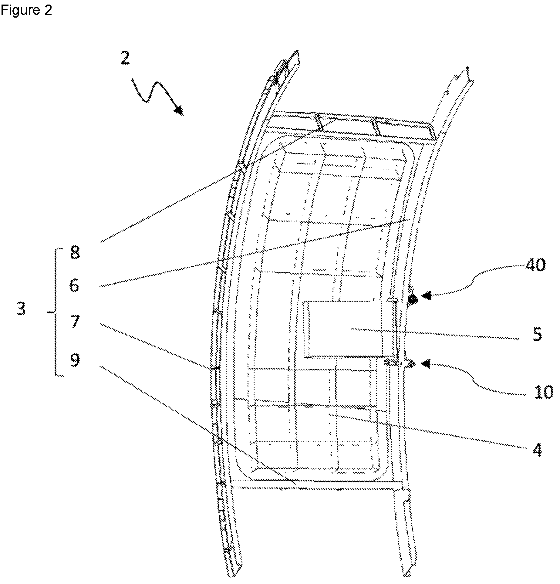 Patent US12312065 Figure 2 – Aircraft door equipped with a system for adjustment in position and method for installing such a door