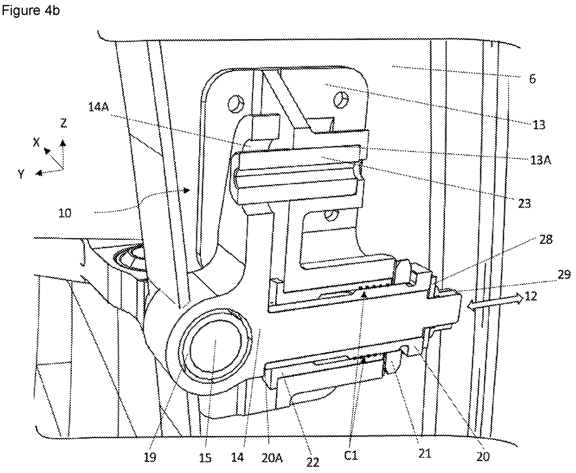 Patent US12312065 Figure 4 – Aircraft door equipped with a system for adjustment in position and method for installing such a door