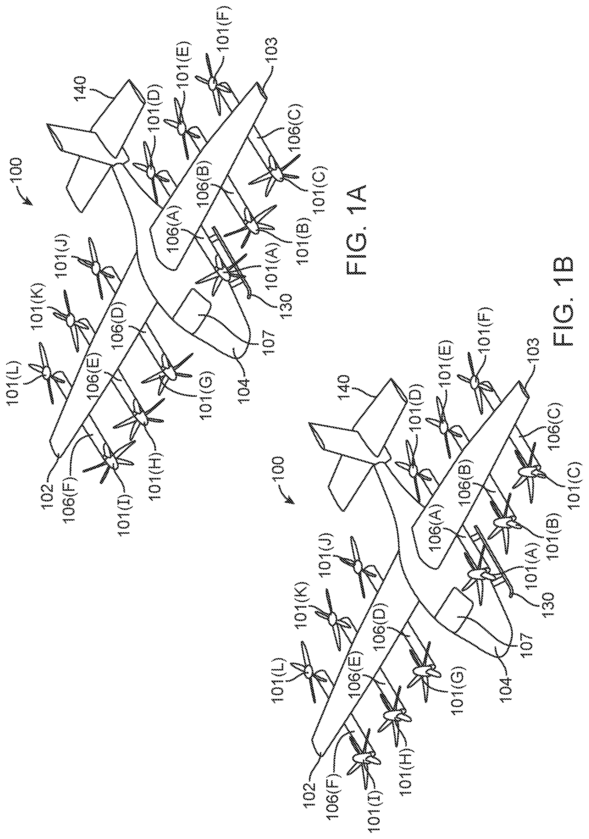 Patent US12312075 Figure 1 – Blade pitch coupled to propulsion system tilt