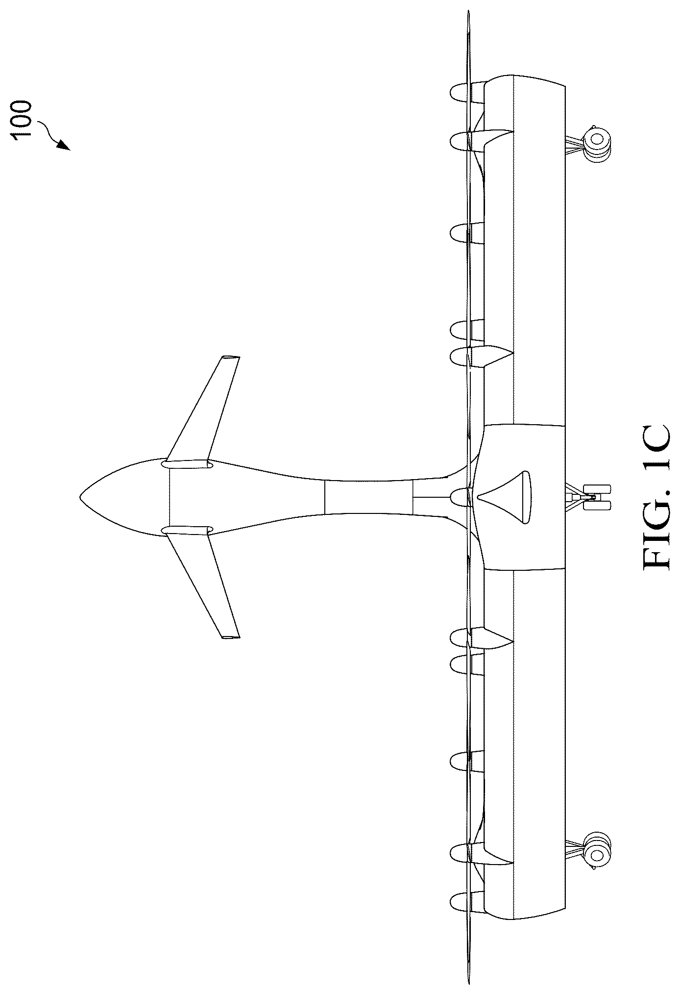 Patent US12312078 Figure 3 – Distributed propulsion system for vertical take off and landing closed wing aircraft