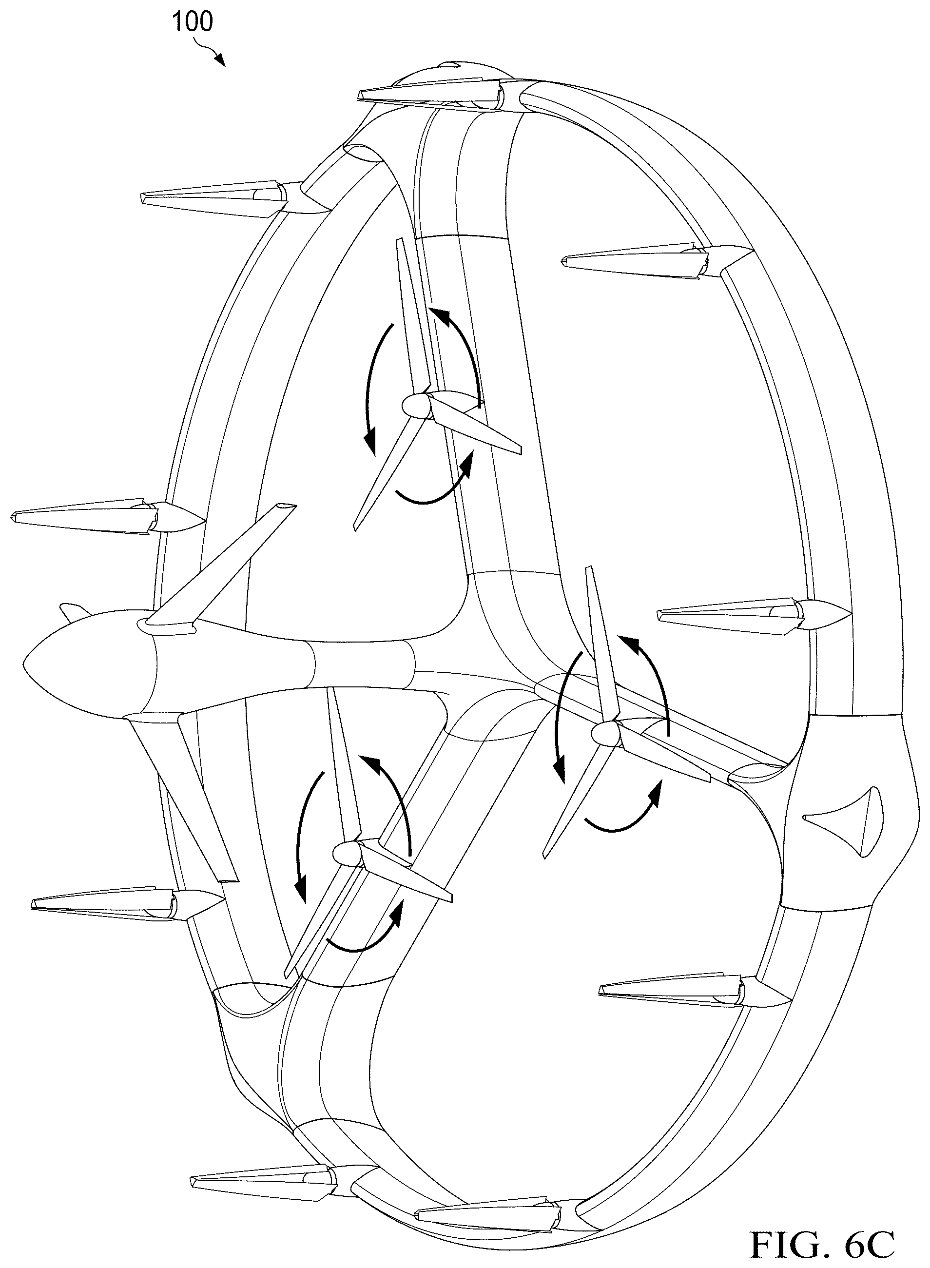 Patent US12312078 Figure 17 – Distributed propulsion system for vertical take off and landing closed wing aircraft