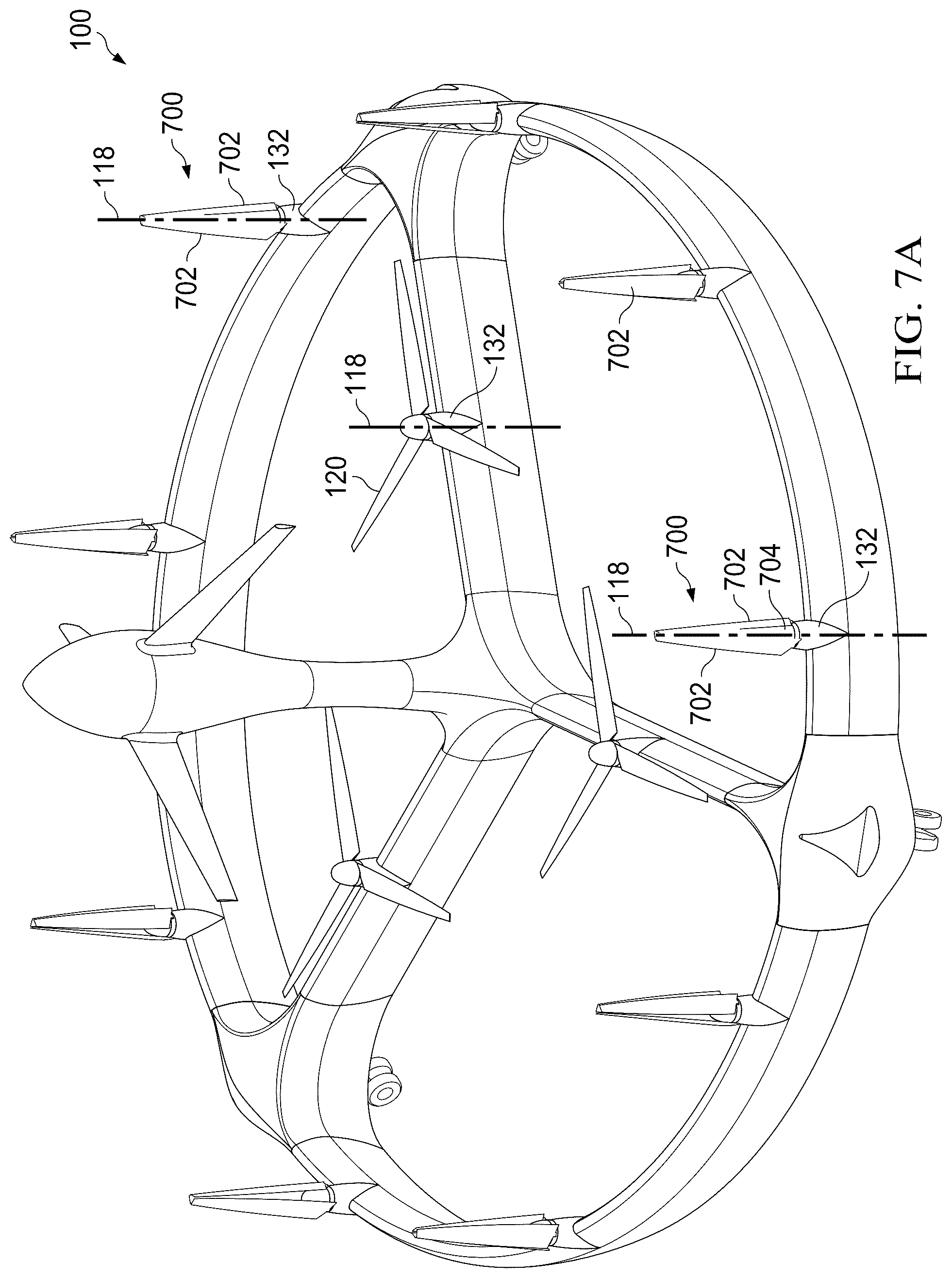 Patent US12312078 Figure 18 – Distributed propulsion system for vertical take off and landing closed wing aircraft