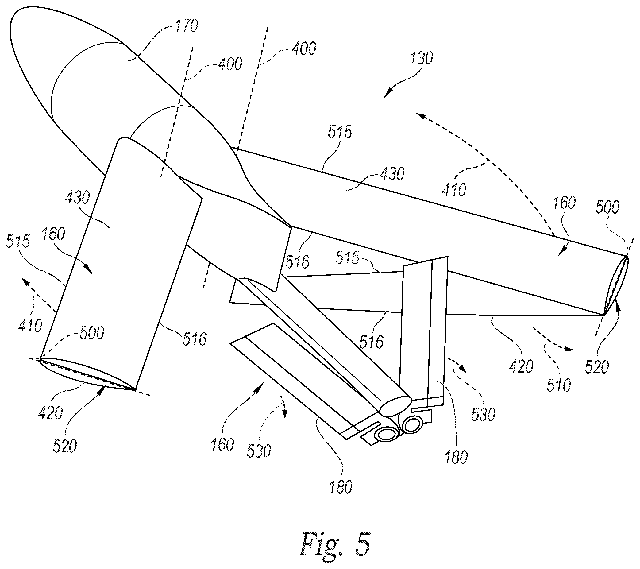 Patent US12312083 Figure 5 – Systems and methods for aerodynamic deployment of wing structures