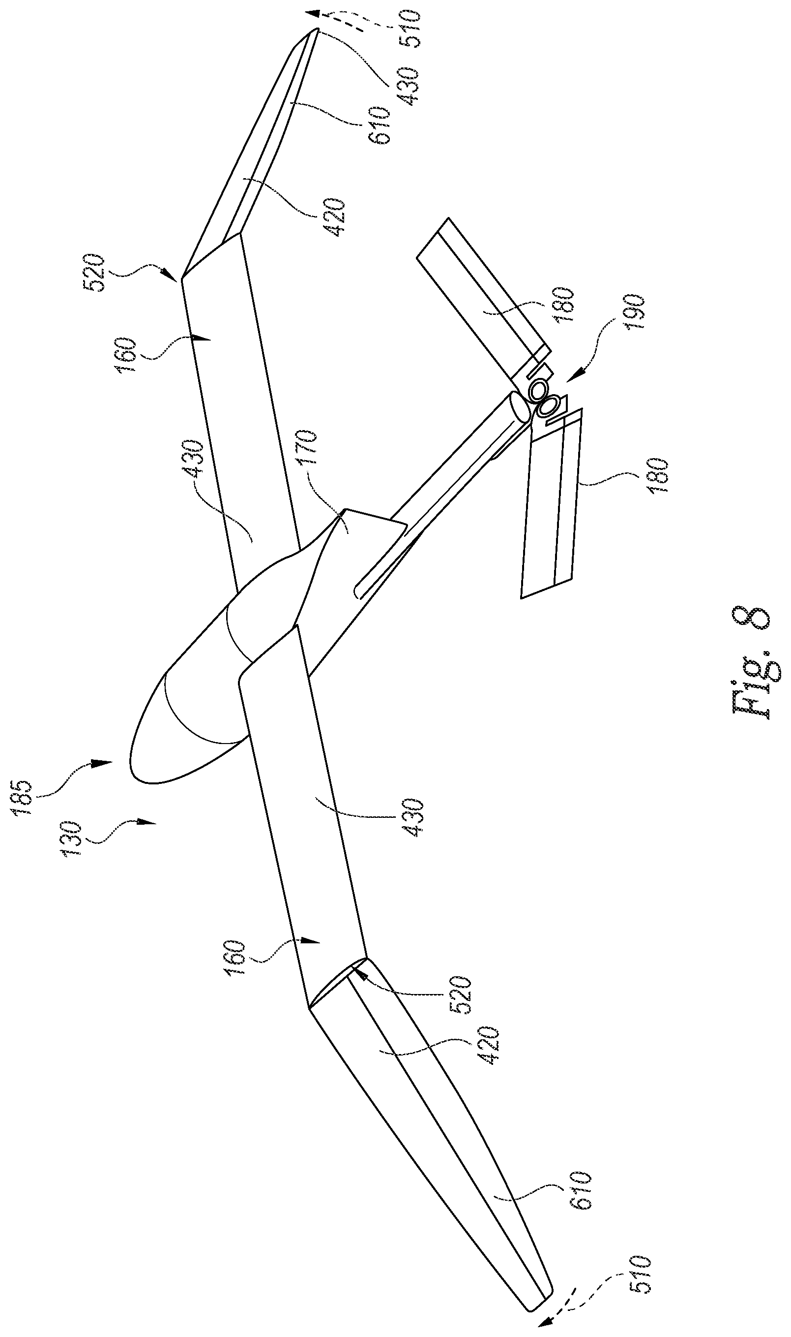Patent US12312083 Figure 8 – Systems and methods for aerodynamic deployment of wing structures