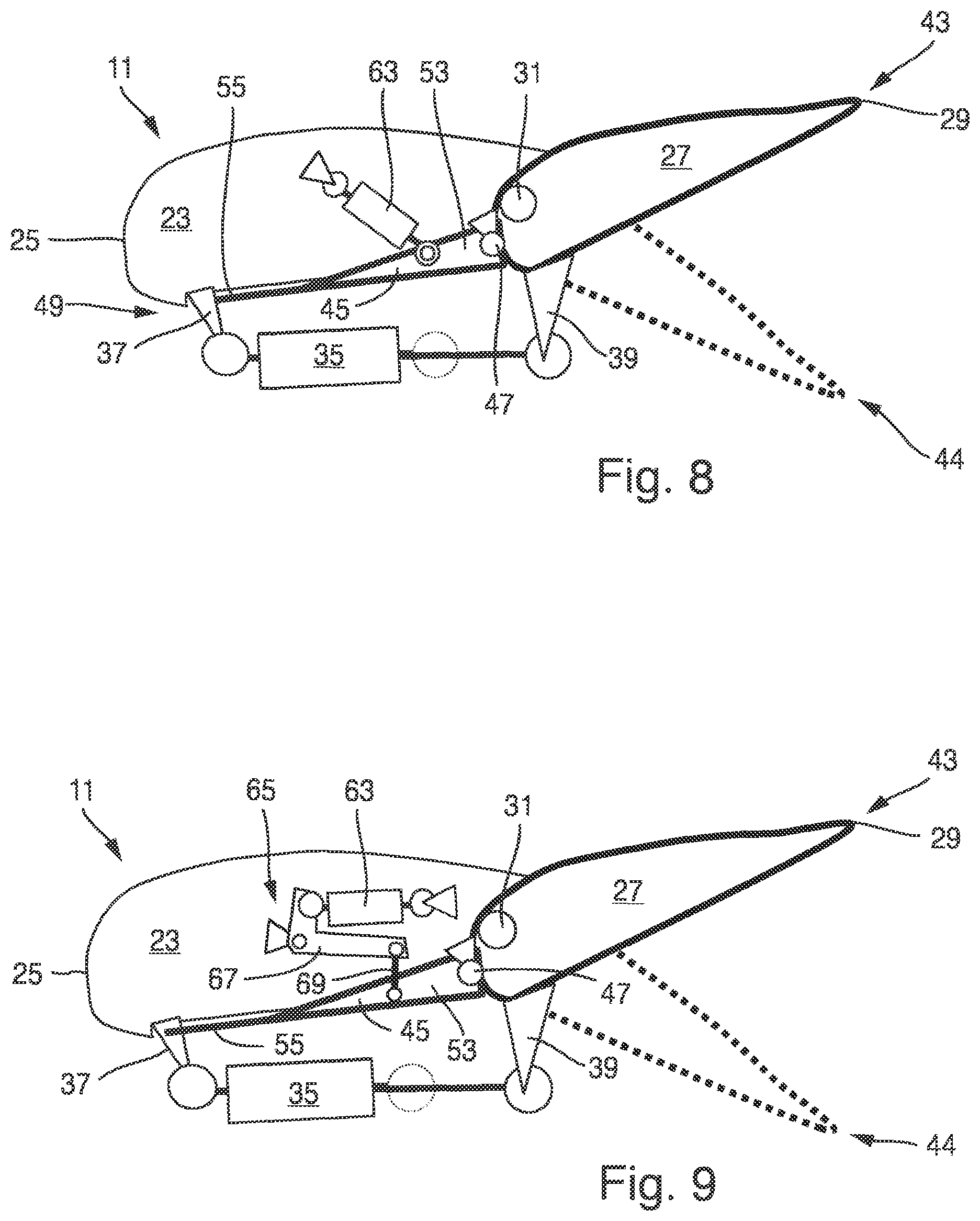 Patent US12312084 Figure 4 – Wing for an aircraft having a flap with a speed brake panel mounted in a rotatable manner