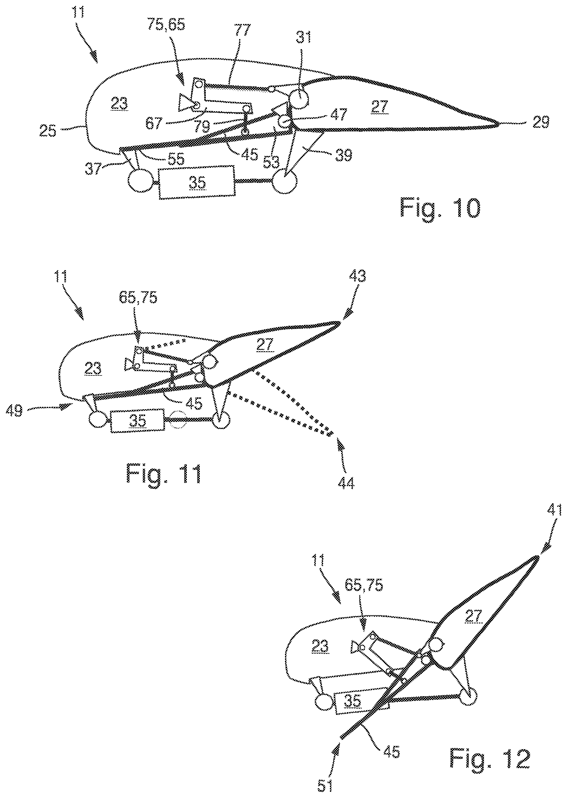Patent US12312084 Figure 5 – Wing for an aircraft having a flap with a speed brake panel mounted in a rotatable manner