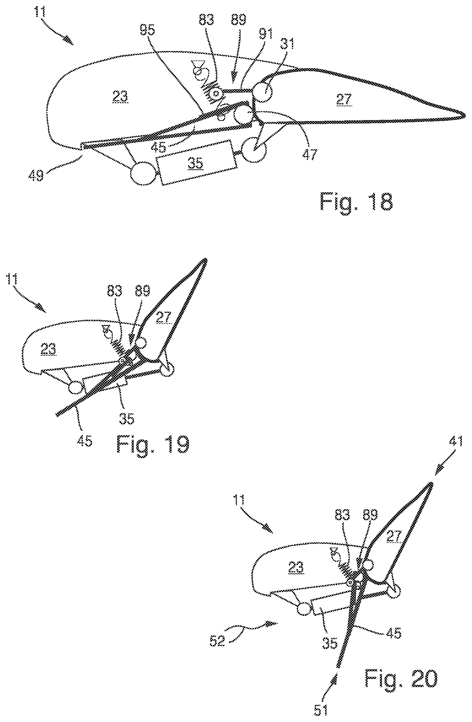 Patent US12312084 Figure 8 – Wing for an aircraft having a flap with a speed brake panel mounted in a rotatable manner