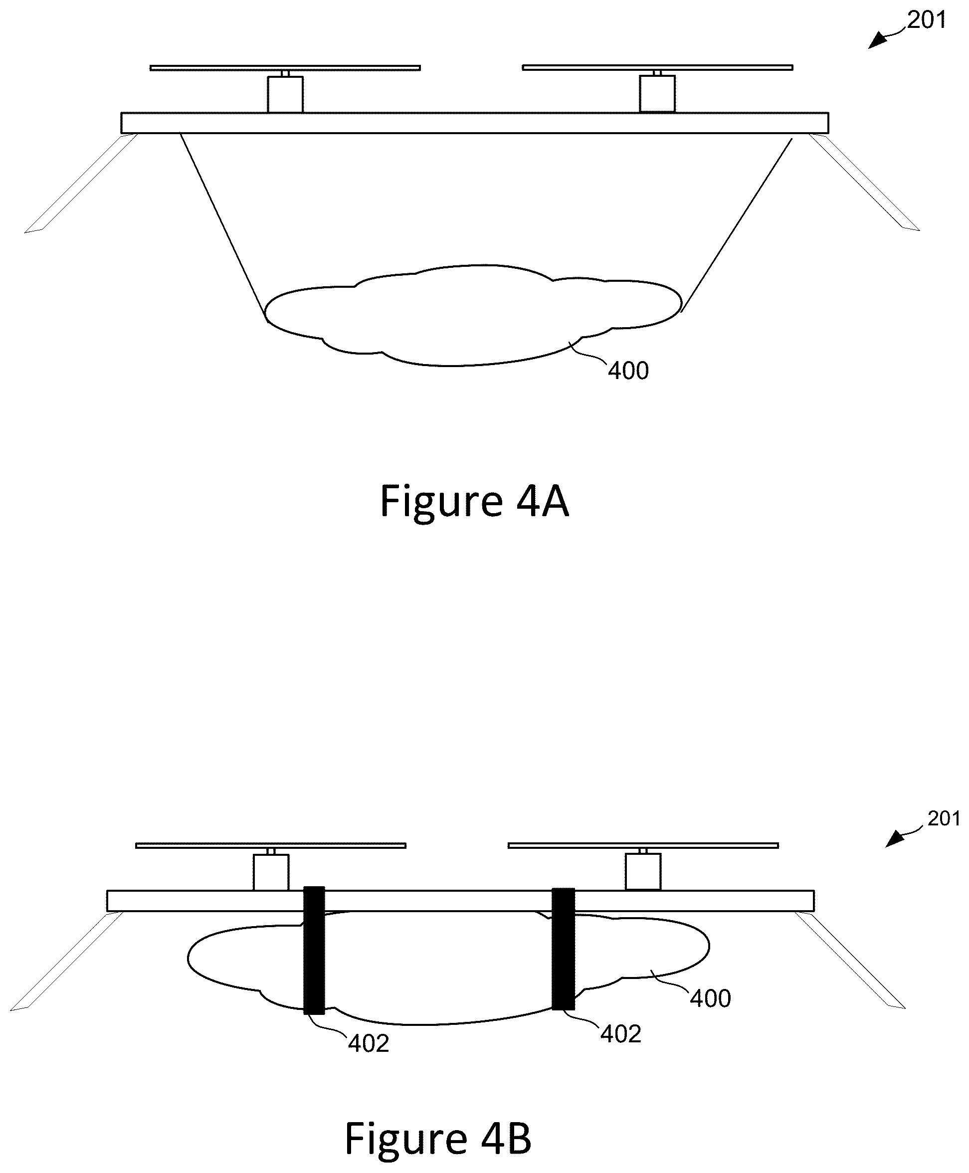 Patent US12312085 Figure 4 – Mechanical release device for unmanned aerial vehicle drop-payload