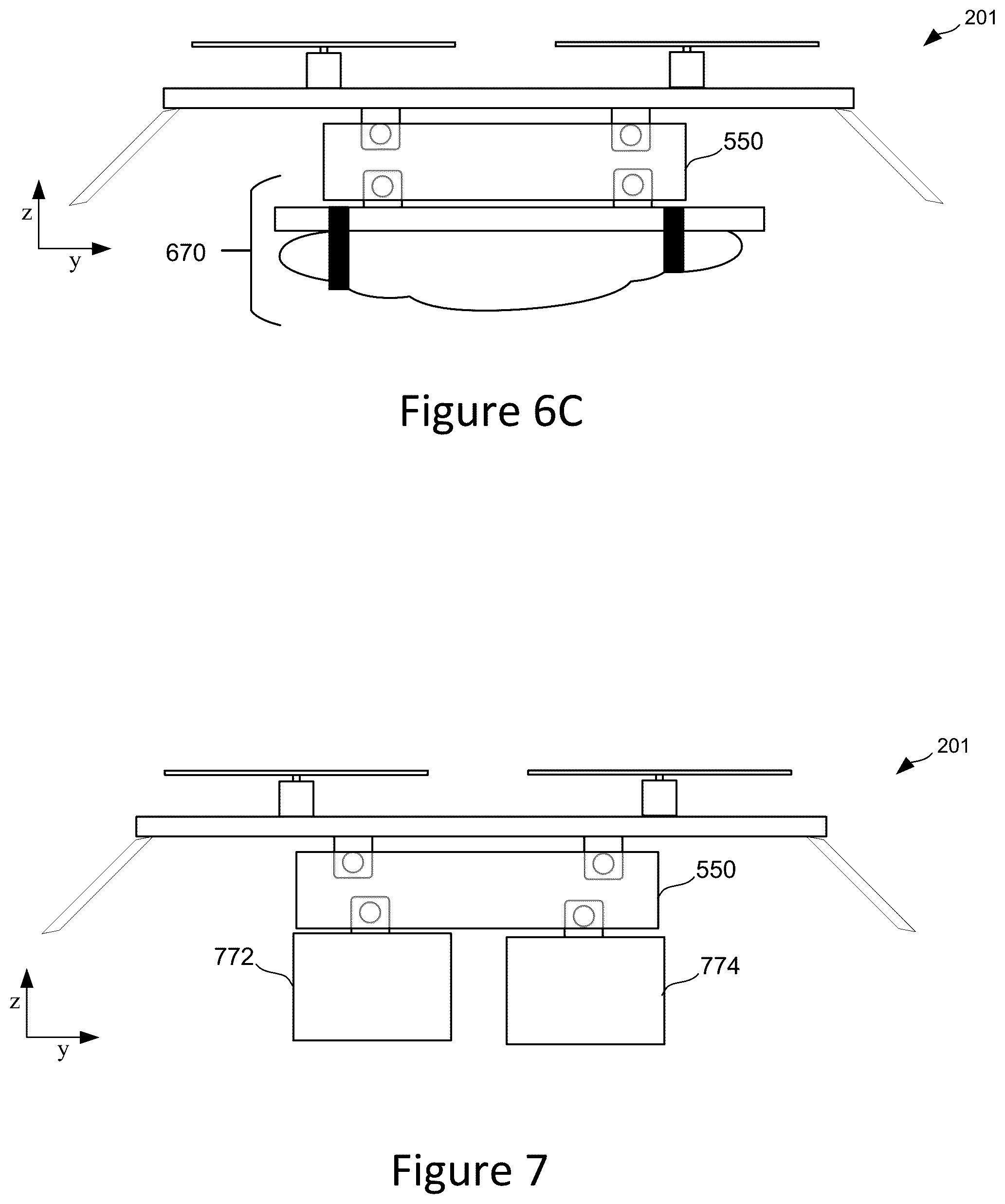 Patent US12312085 Figure 7 – Mechanical release device for unmanned aerial vehicle drop-payload