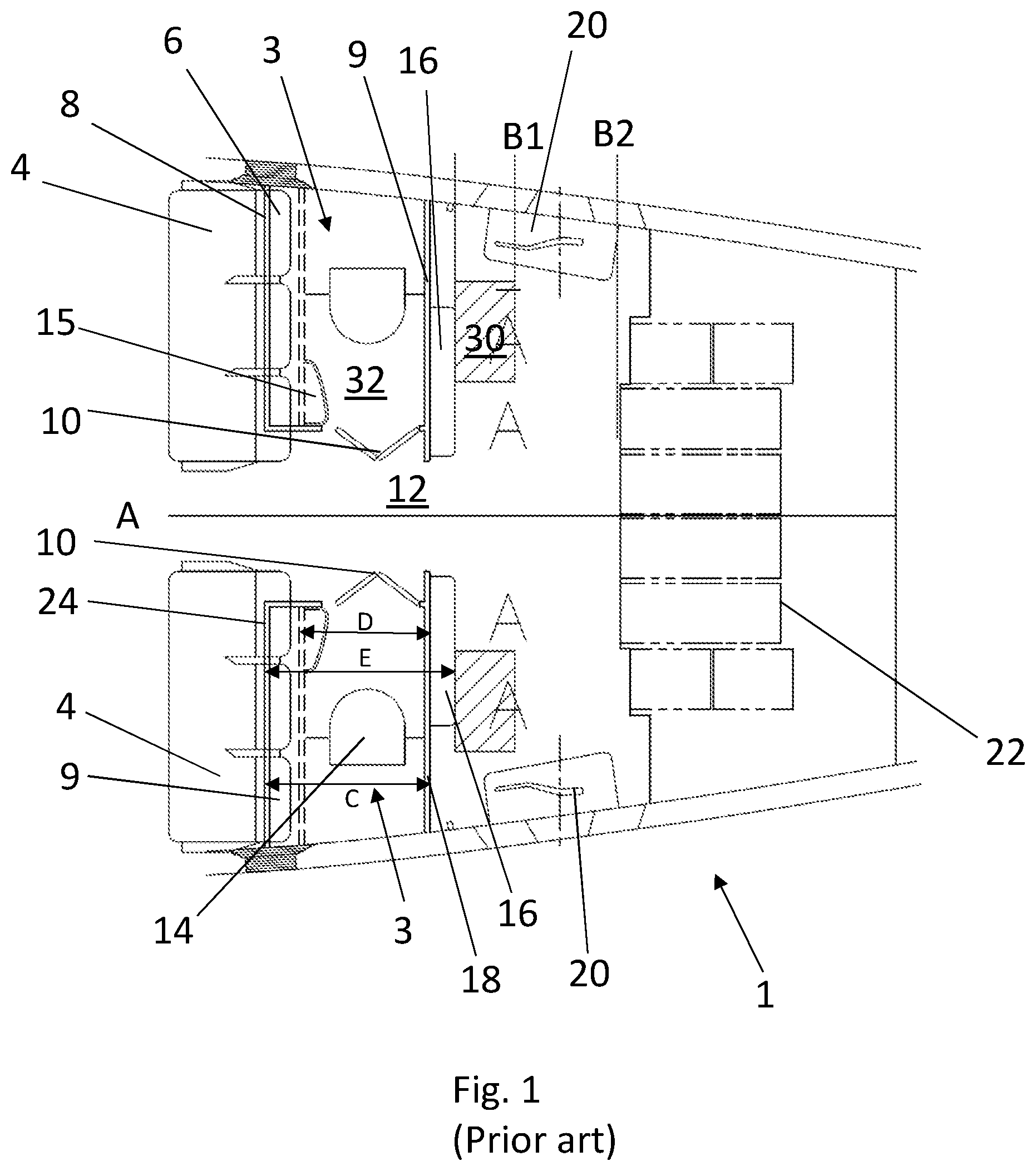 Patent US12312087 Figure 1 – PRM-accessible aircraft lavatory