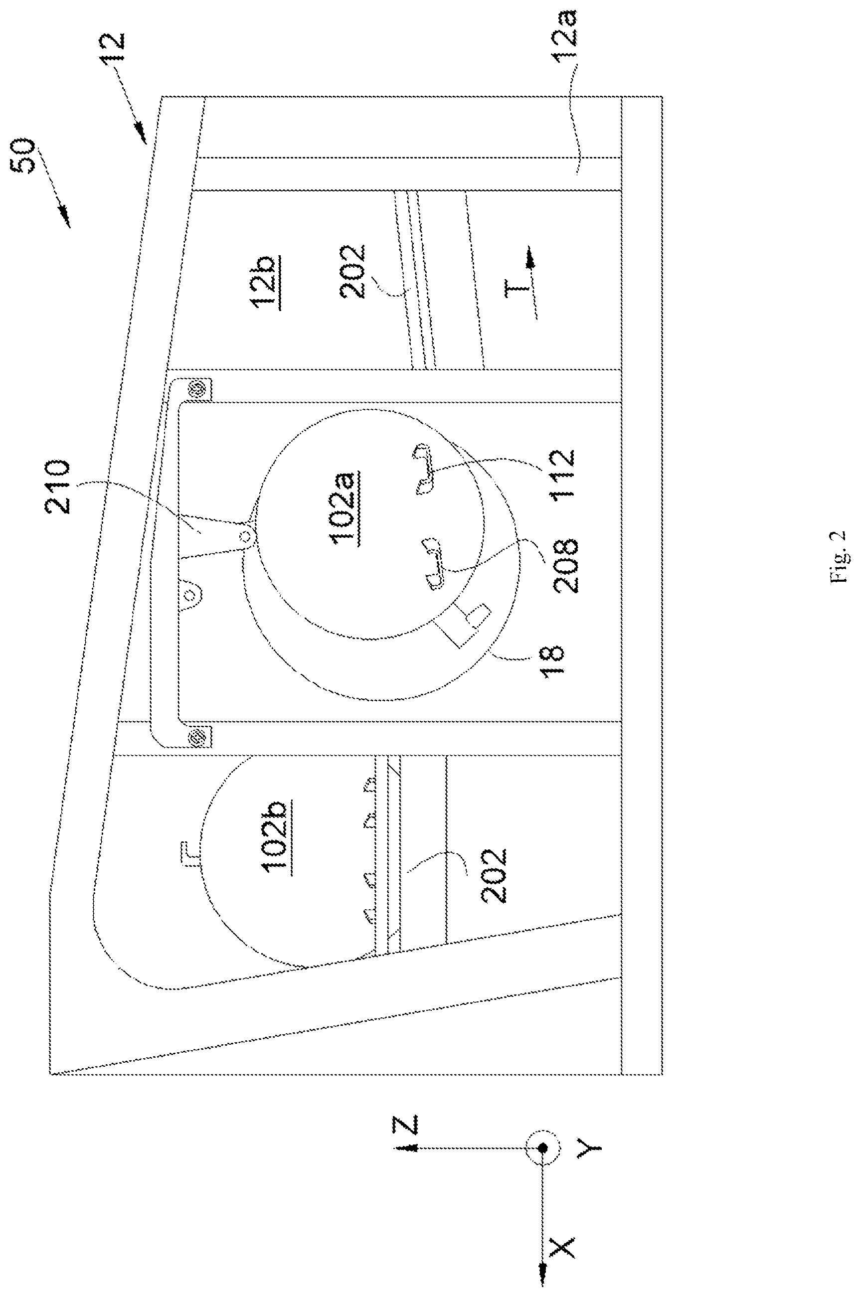 Patent US12312096 Figure 2 – Assembly for an aircraft, said assembly comprising a pylon and a reservoir containing an extinguishing fluid