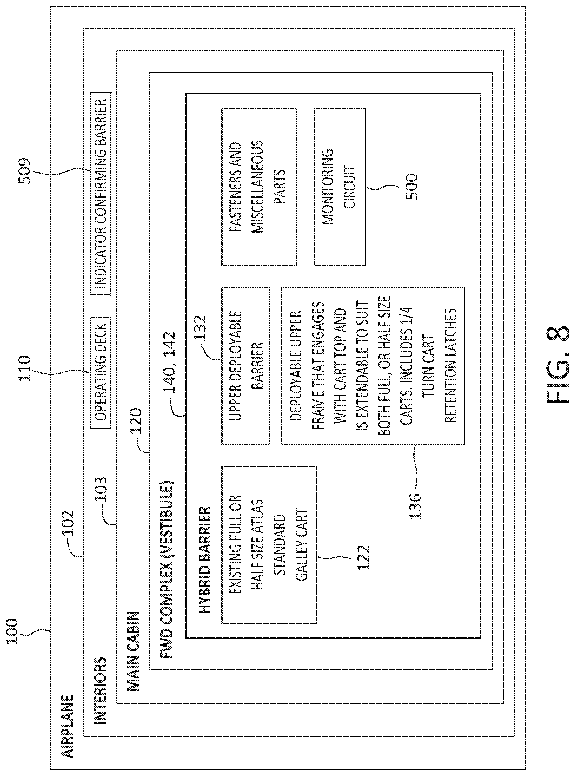 Patent US12312097 Figure 12 – Hybrid barrier for aircraft cabin