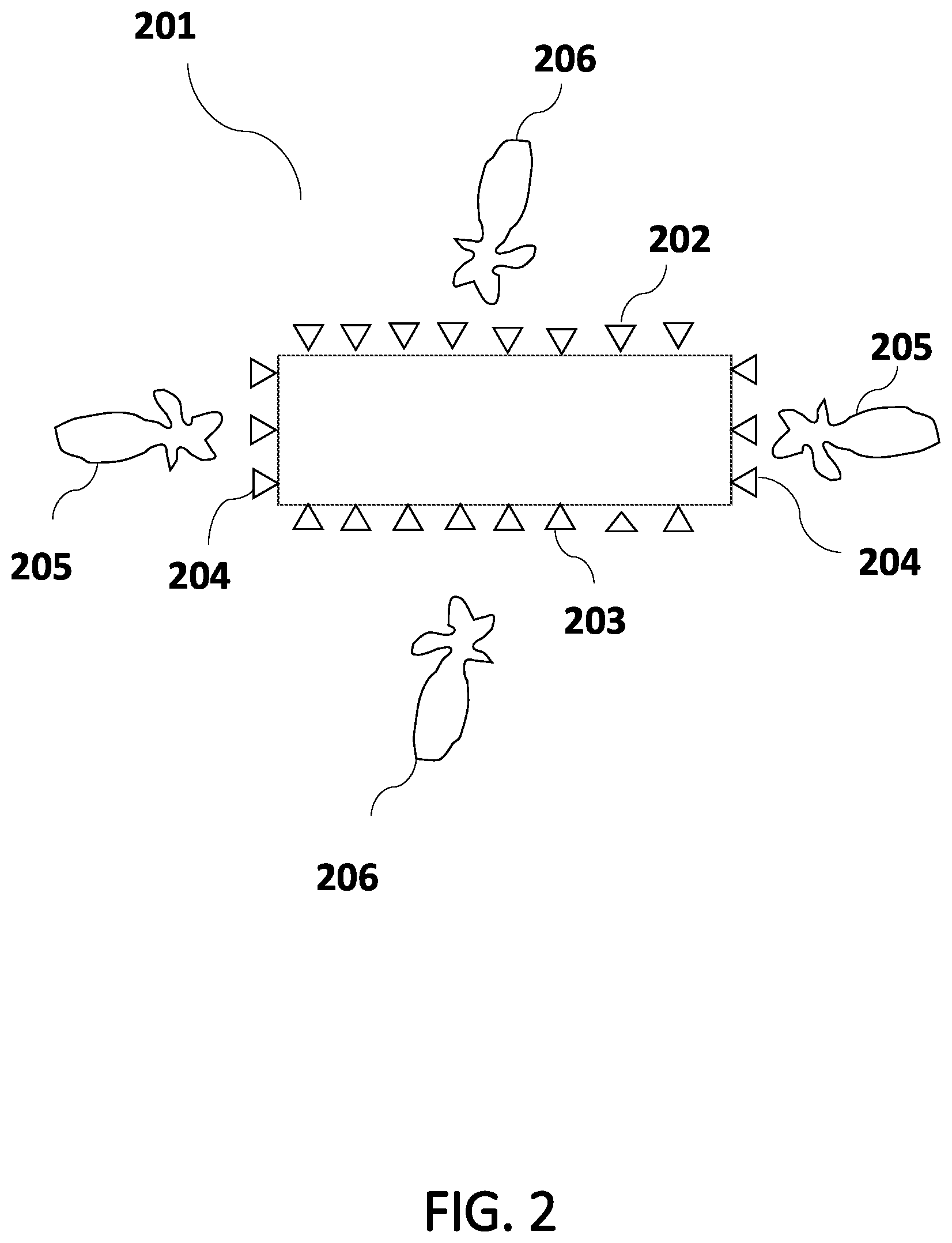 Patent US12312103 Figure 2 – Satellite array system for detection and identification