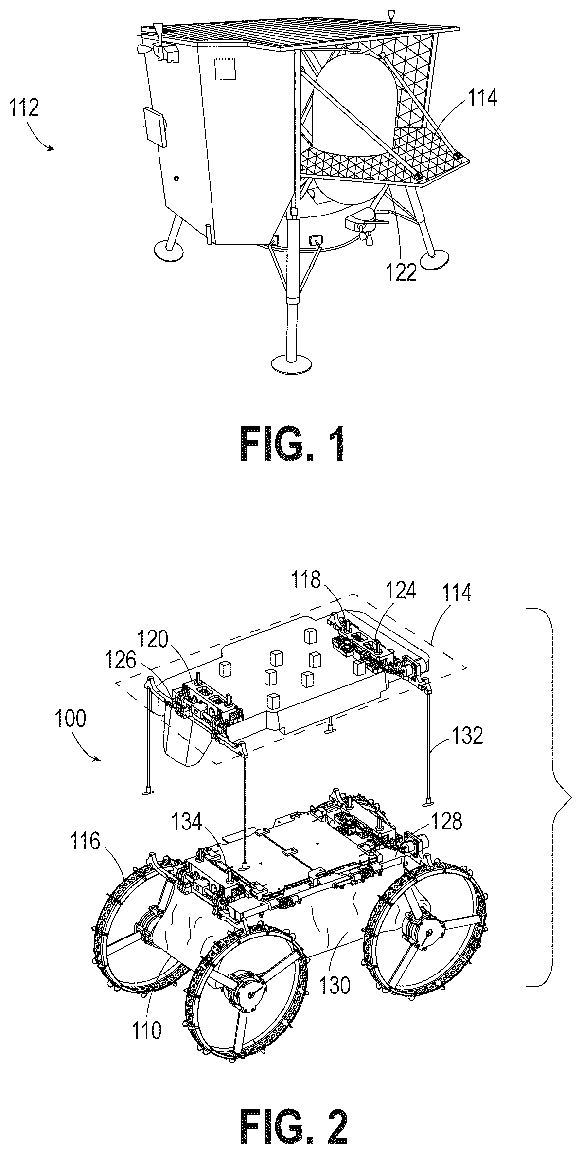Patent US12312104 Figure 1 – Exploration vehicle stowage and deployment systems