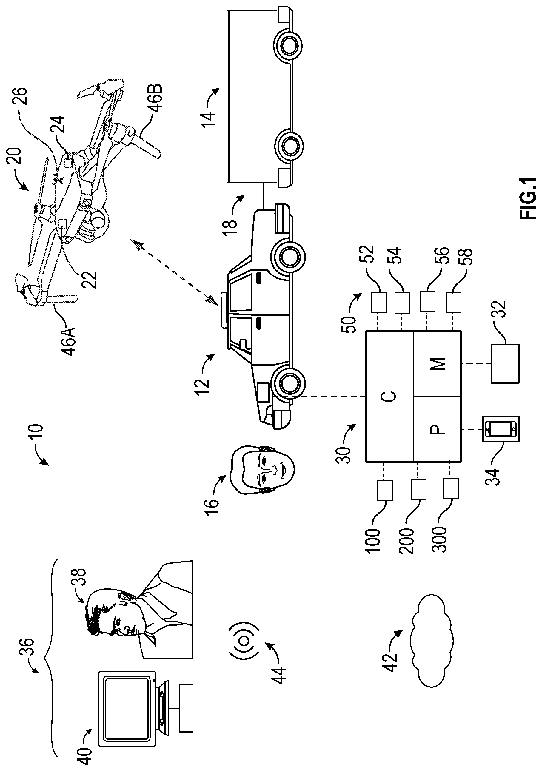 Patent US12312107 Figure 1 – System and method for assisting a trailering vehicle