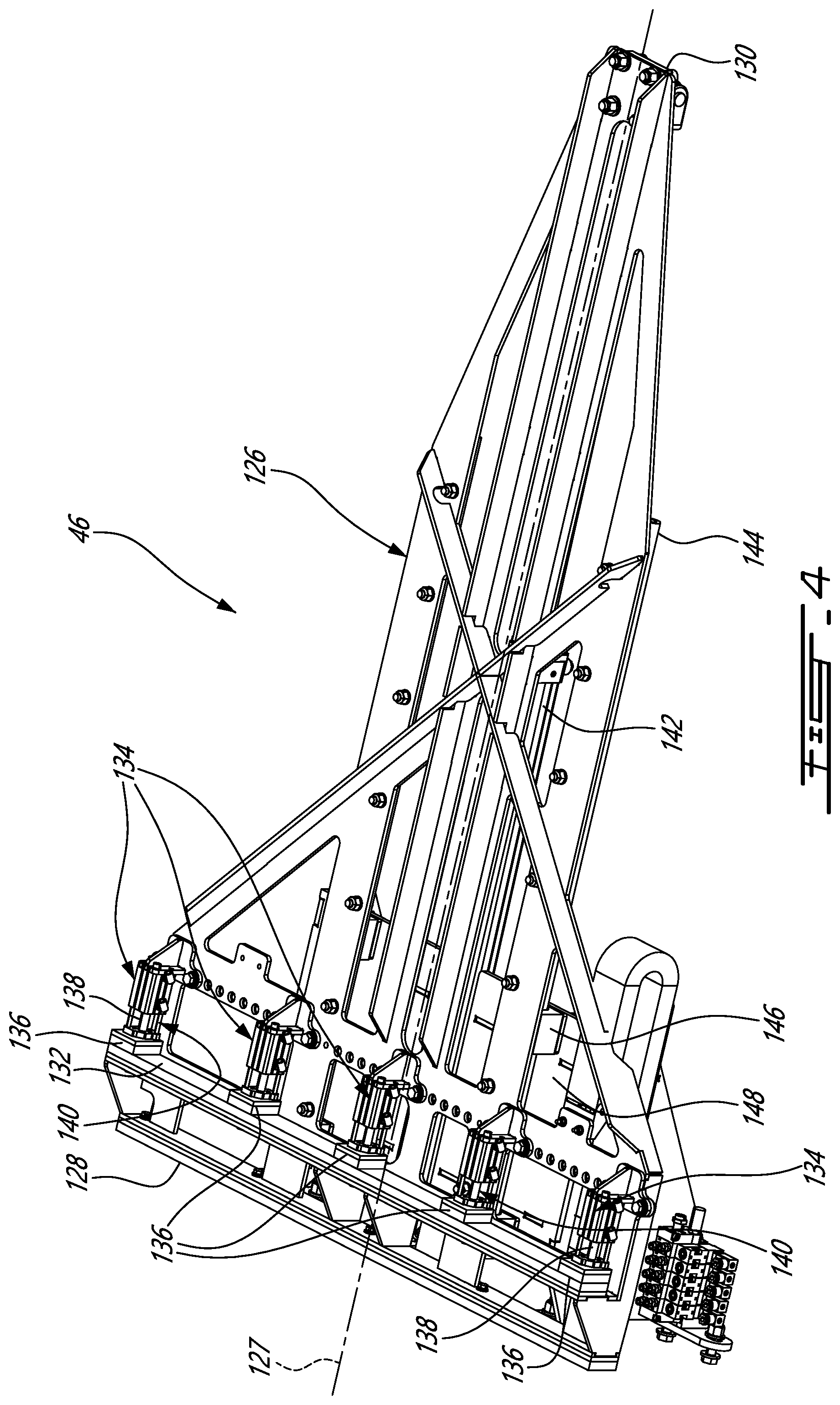 Patent US12312109 Figure 4 – Adaptable spacer roping installation system for casted concrete products or the likes and palletizing system therewith